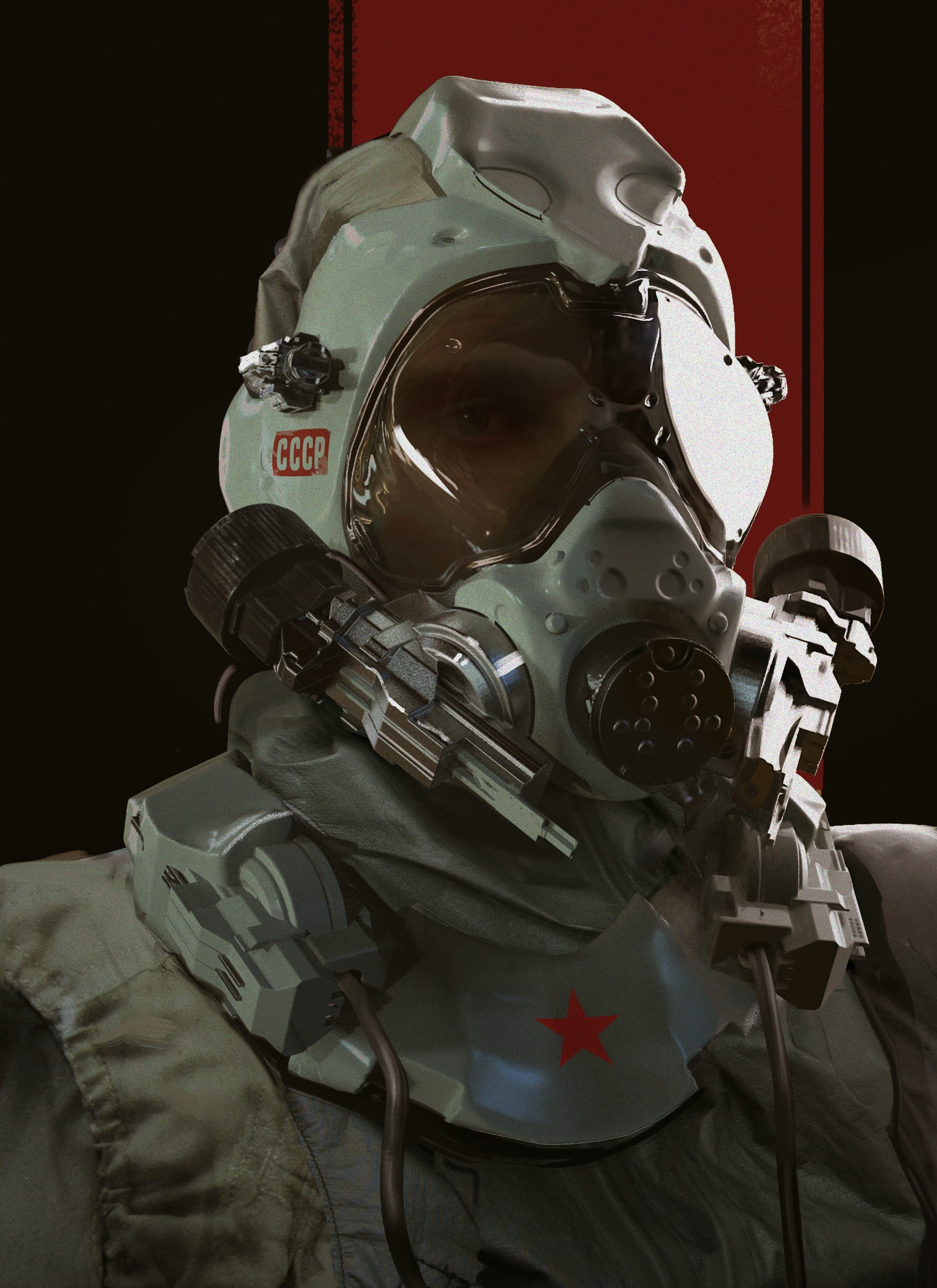 Soviet cosmonaut in a futuristic helmet with CCCP insignia HD Phone Wallpaper