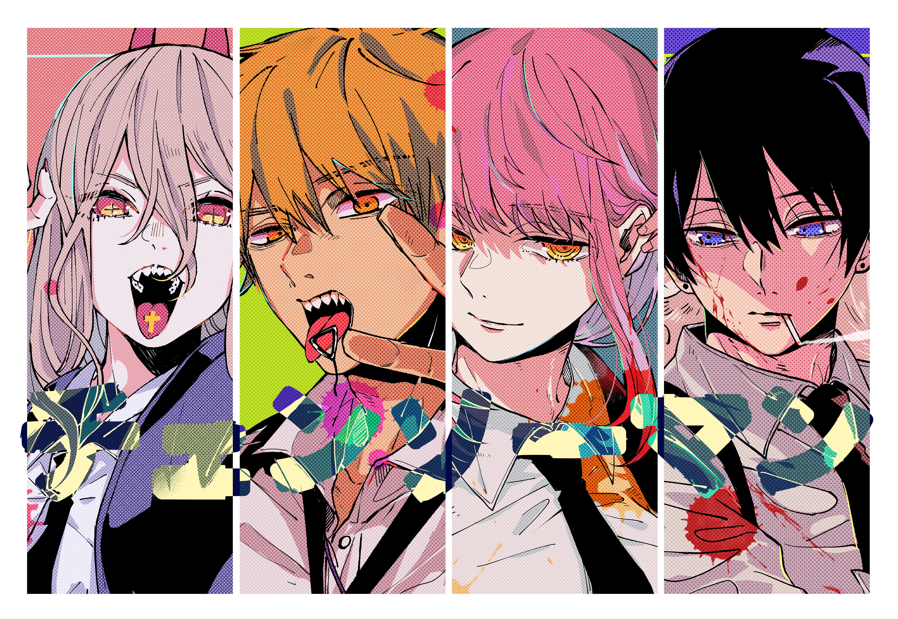 Chainsaw Man Characters: Power, Denji, Makima, and Aki HD Wallpaper