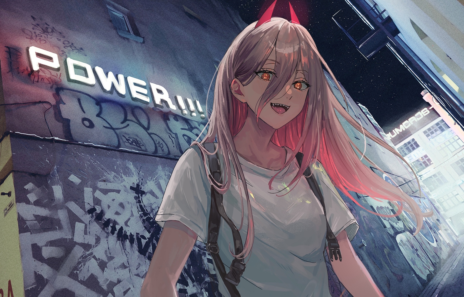 Power from Chainsaw Man in an alleyway HD Wallpaper