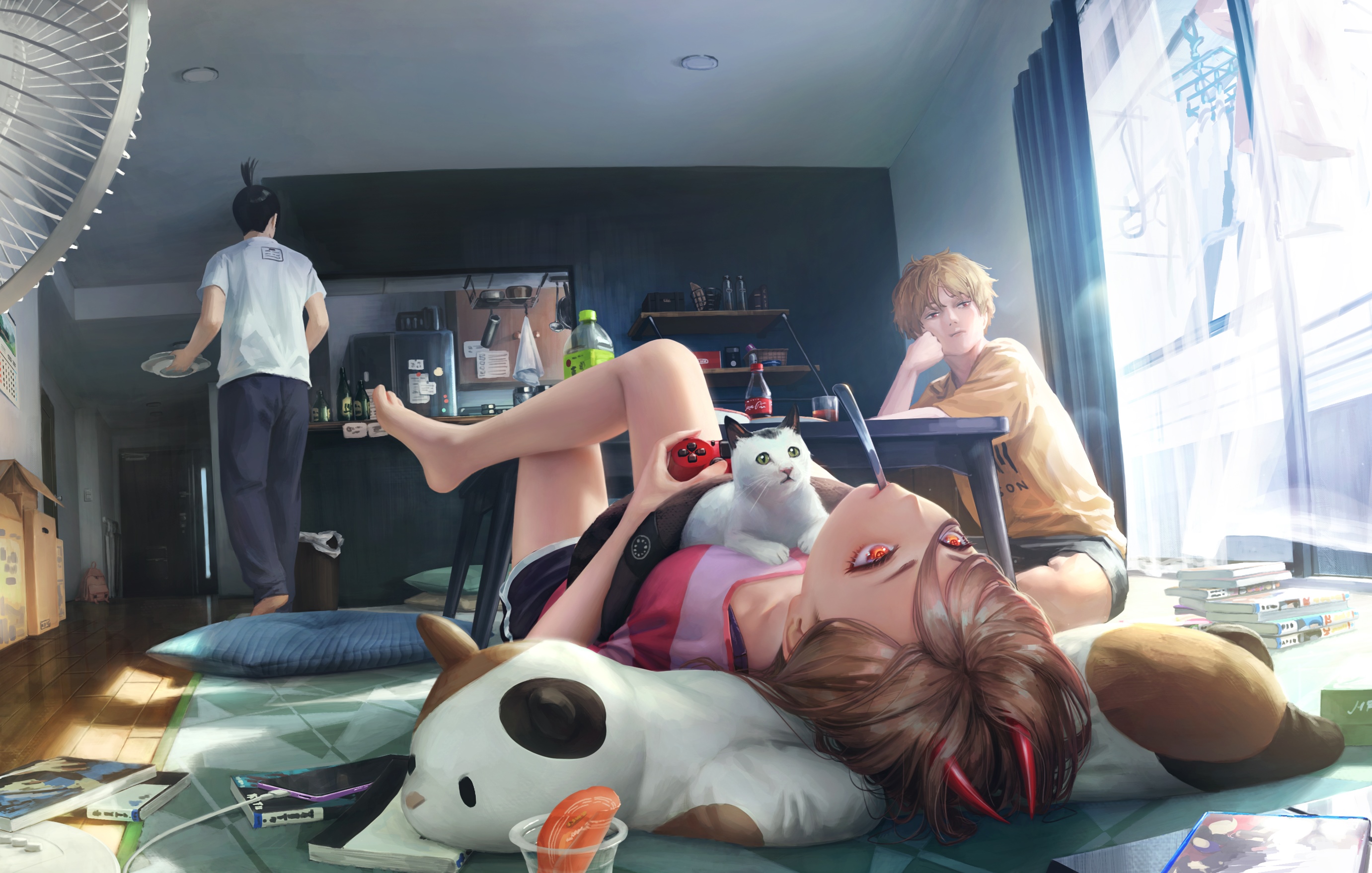 Chainsaw Man: Denji, Aki Hayakawa, and Power in a room HD Wallpaper