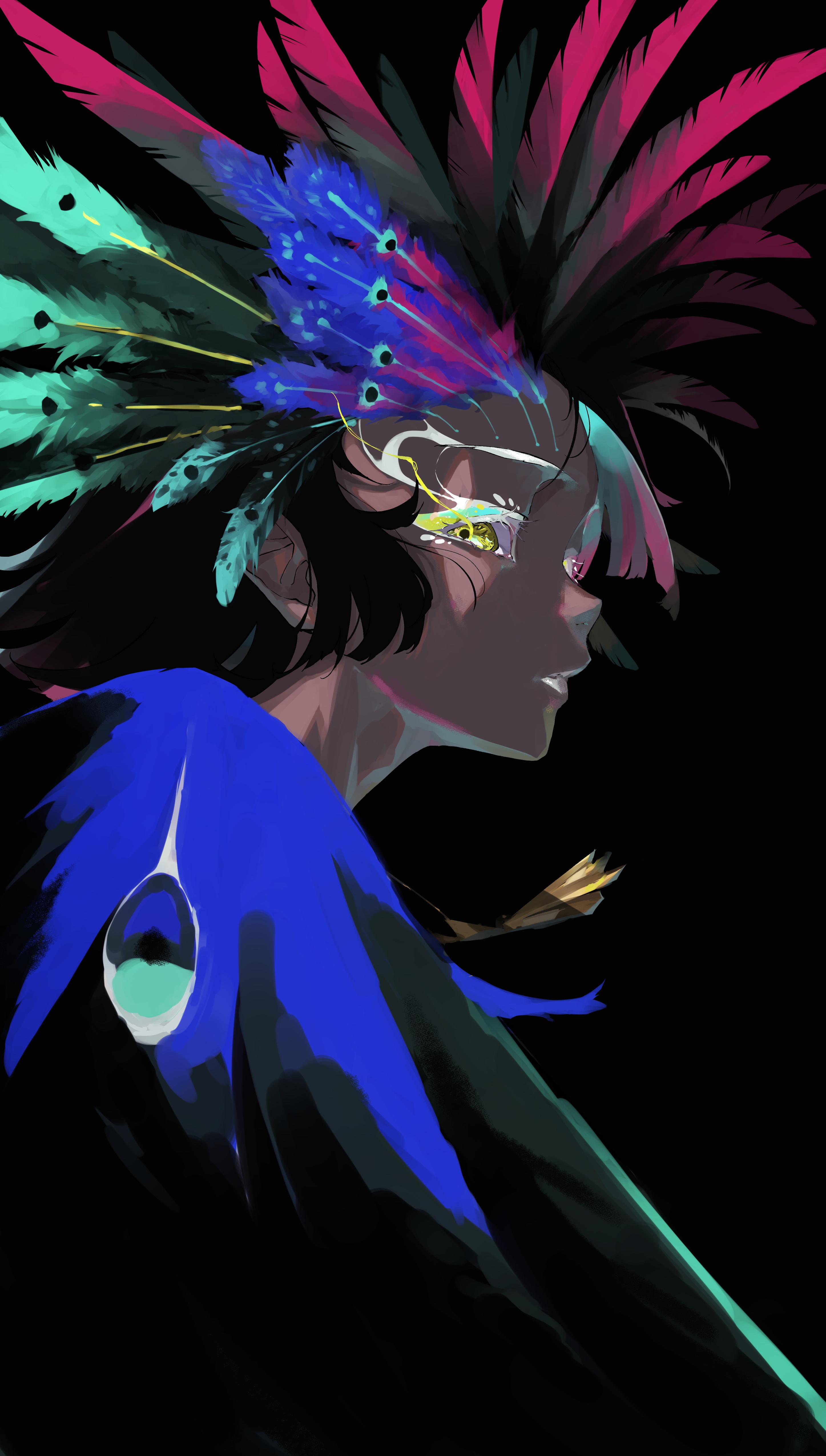 Nico Tina with colorful feathers and dark skin HD Phone Wallpaper