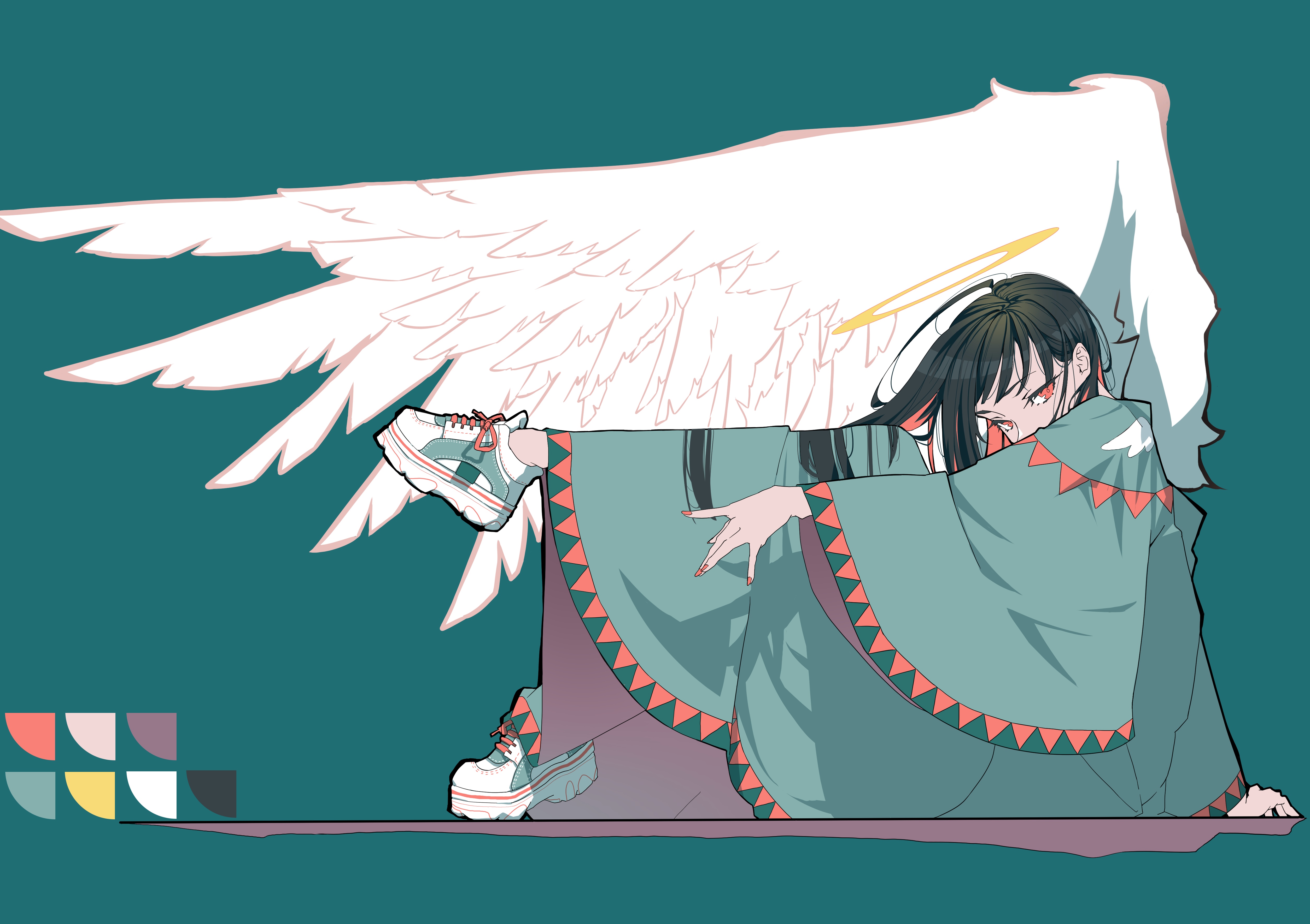Angel with wings and sneakers HD Wallpaper