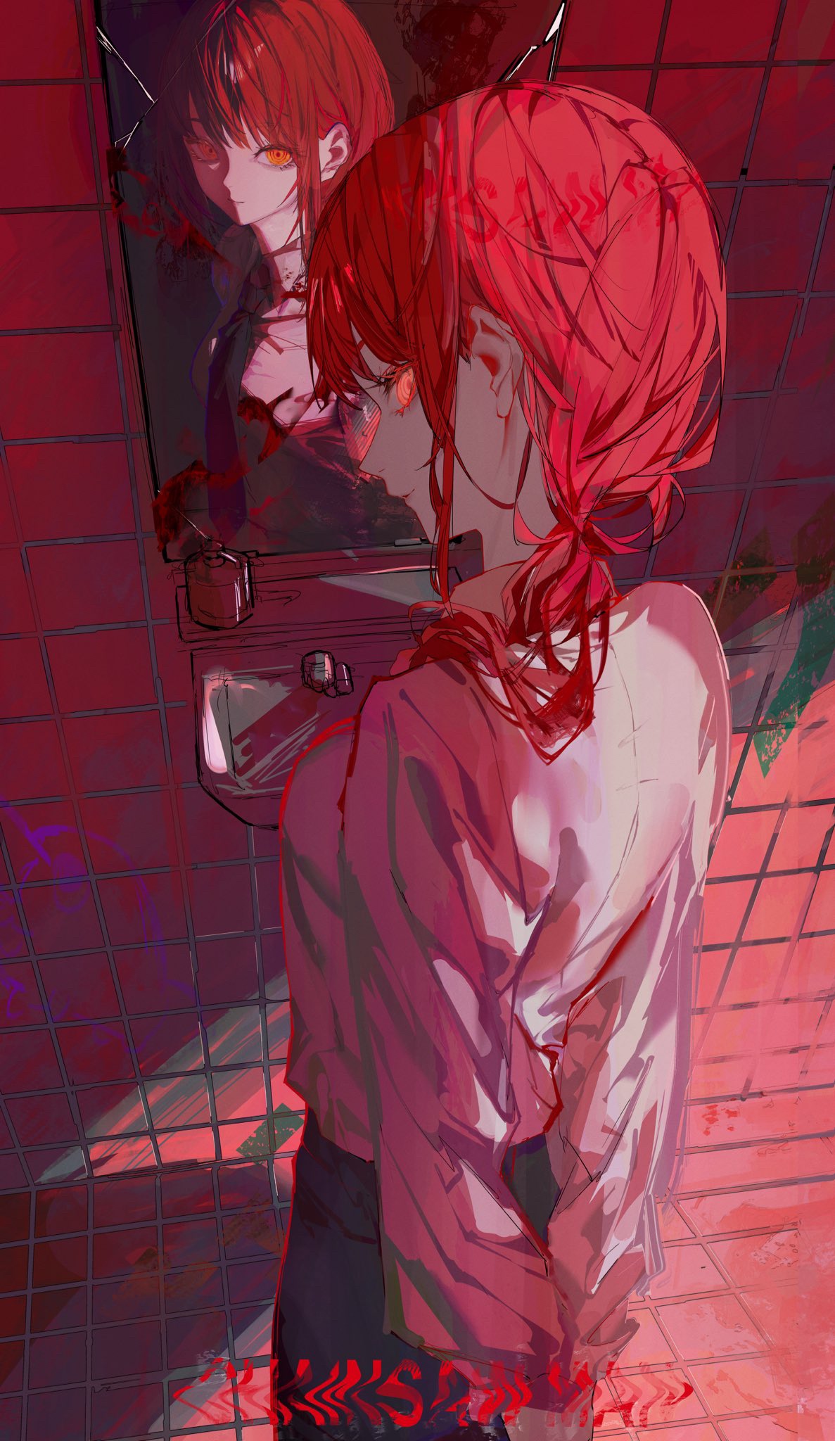 Makima from Chainsaw Man in a bathroom HD Phone Wallpaper
