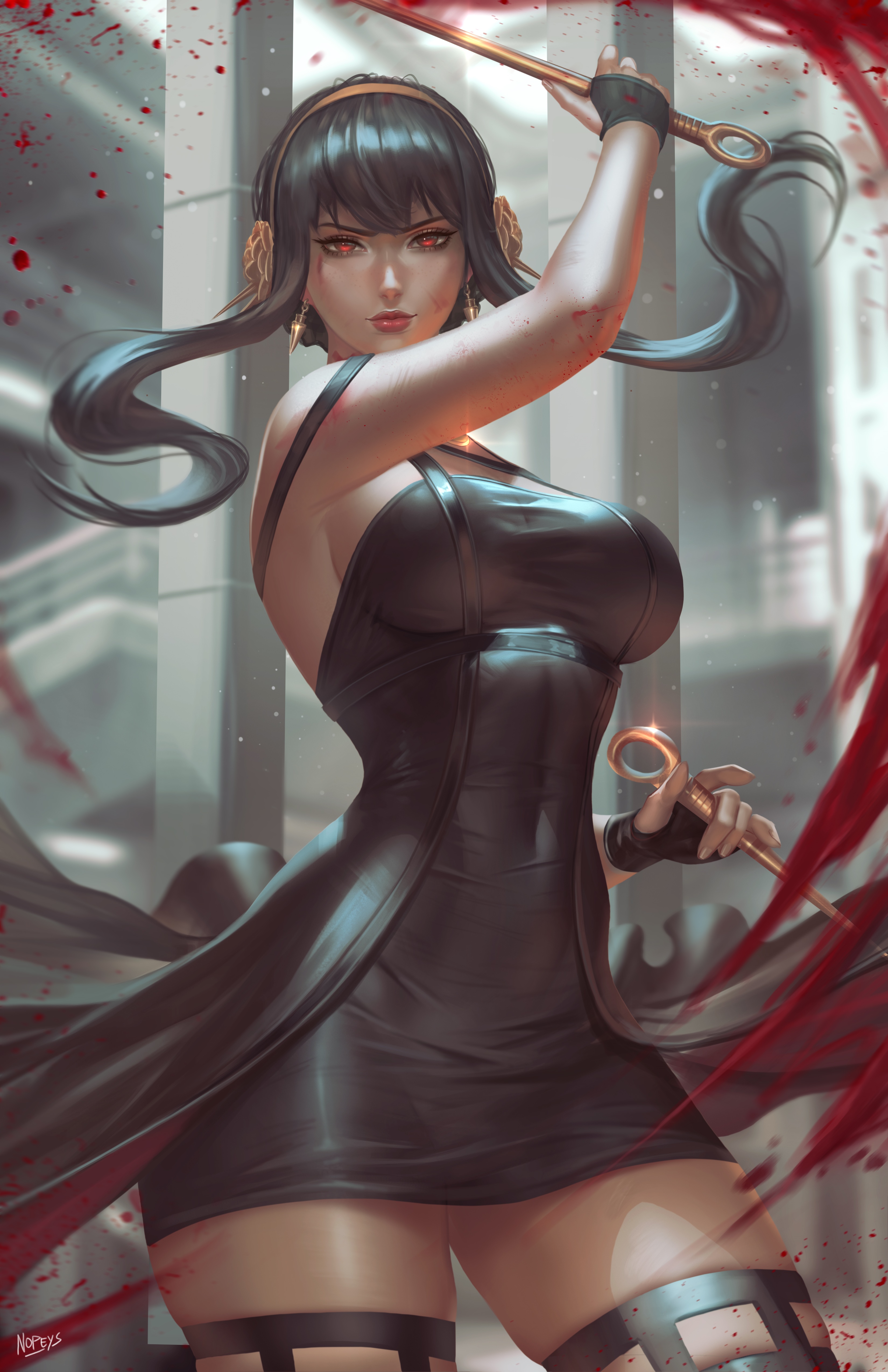 Yor Forger from Spy x Family with daggers HD Phone Wallpaper