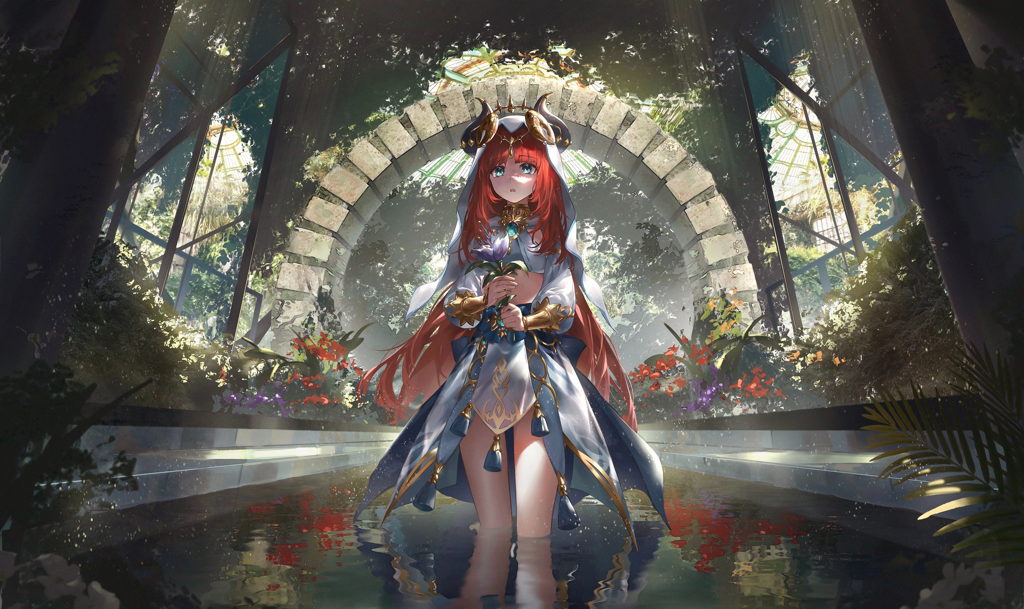 4K Nilou from Genshin Impact standing in water HD Wallpaper
