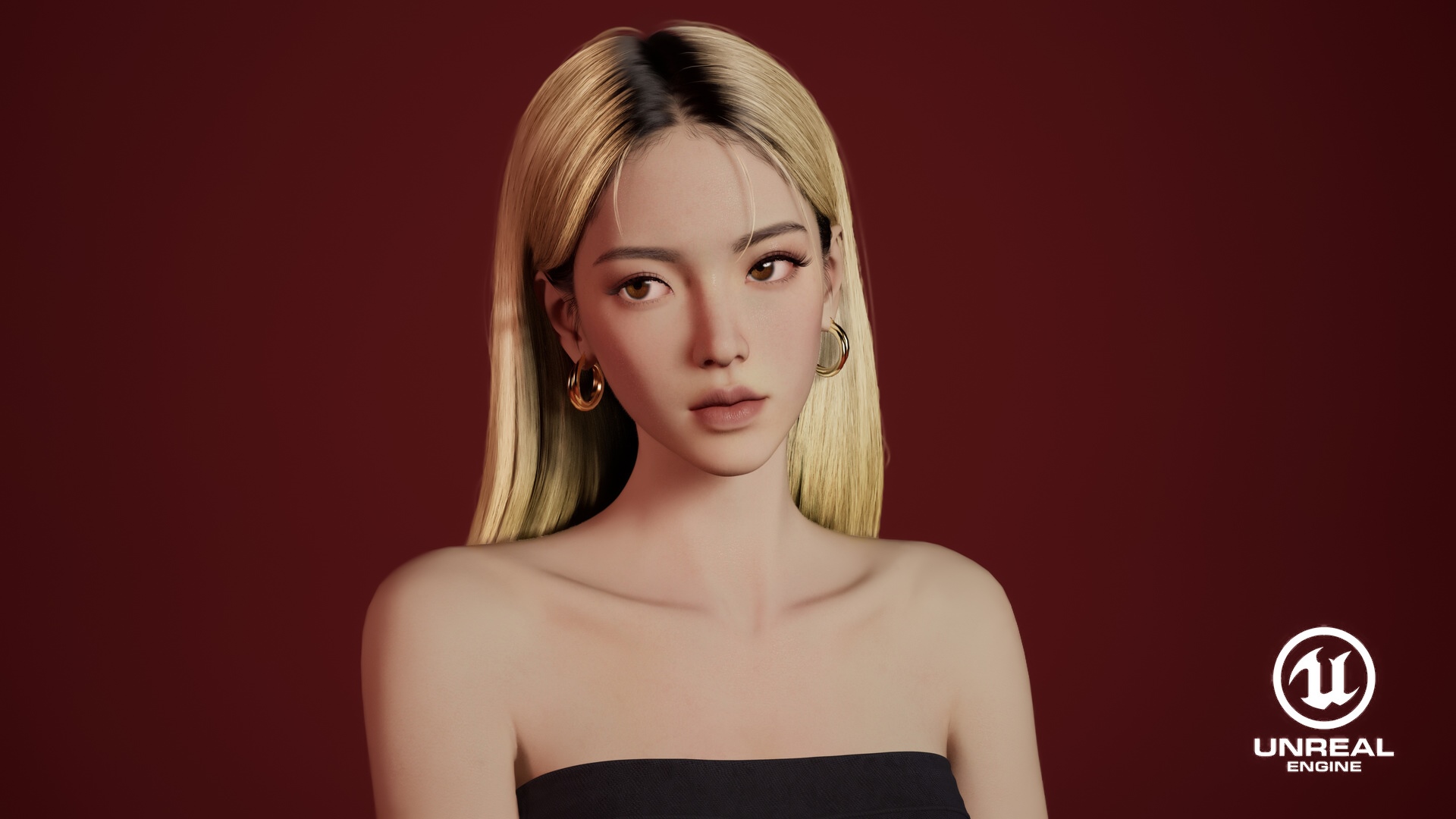 Ling Jie Zeng with blonde hair and hoop earrings HD Wallpaper