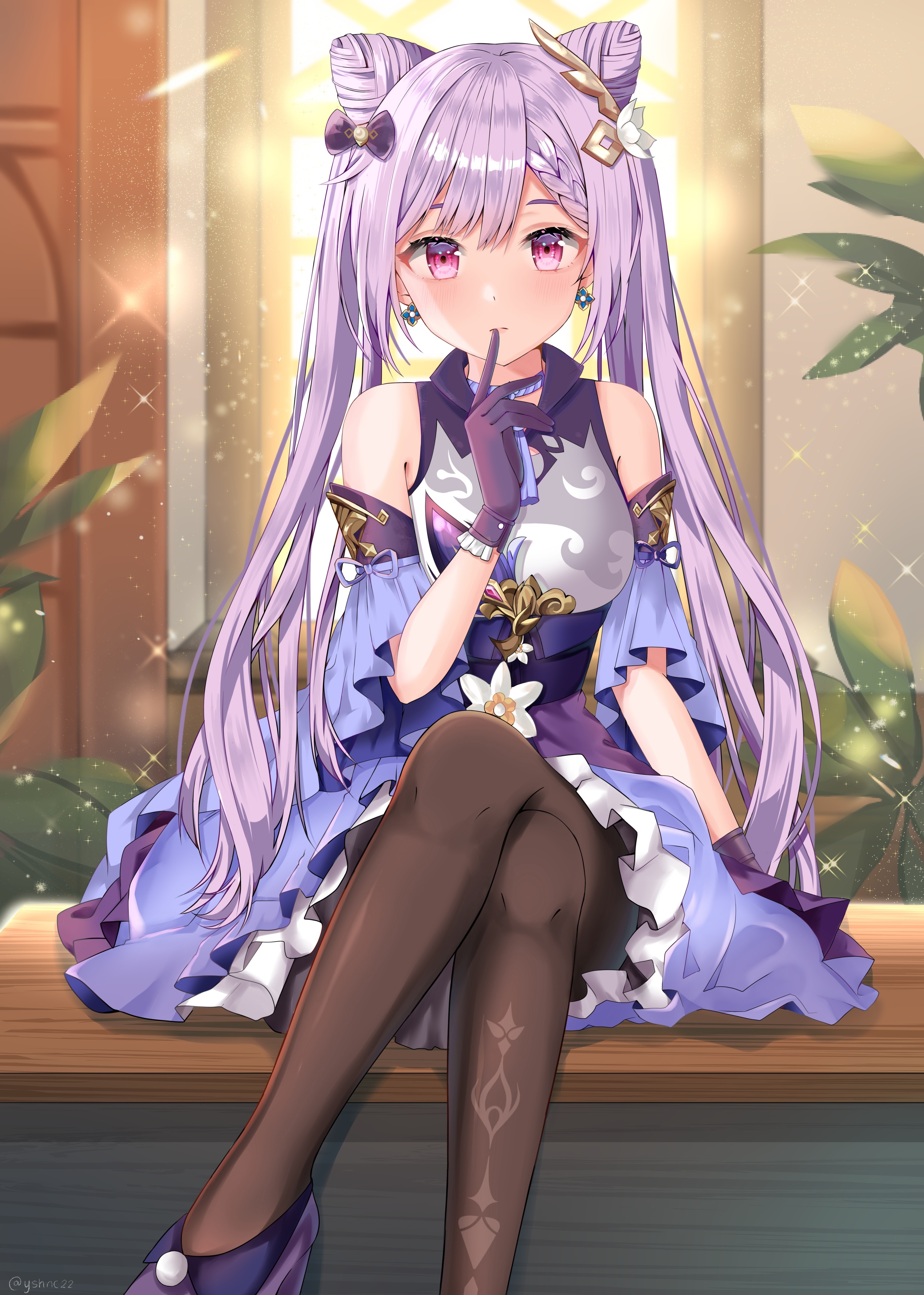 Keqing from Genshin Impact with purple hair and eyes HD Phone Wallpaper