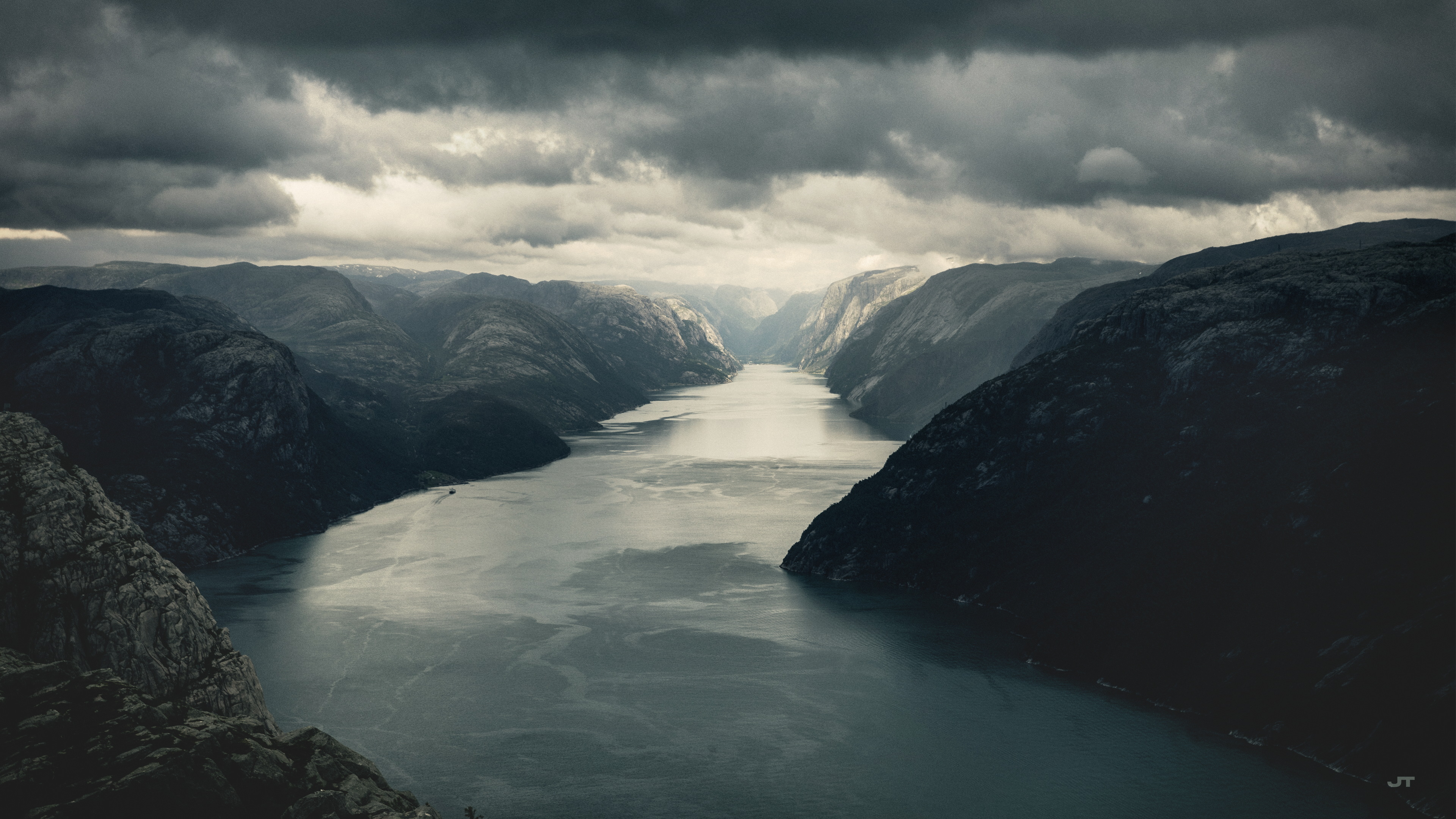 4K Norway Fjord with Dramatic Clouds HD Wallpaper