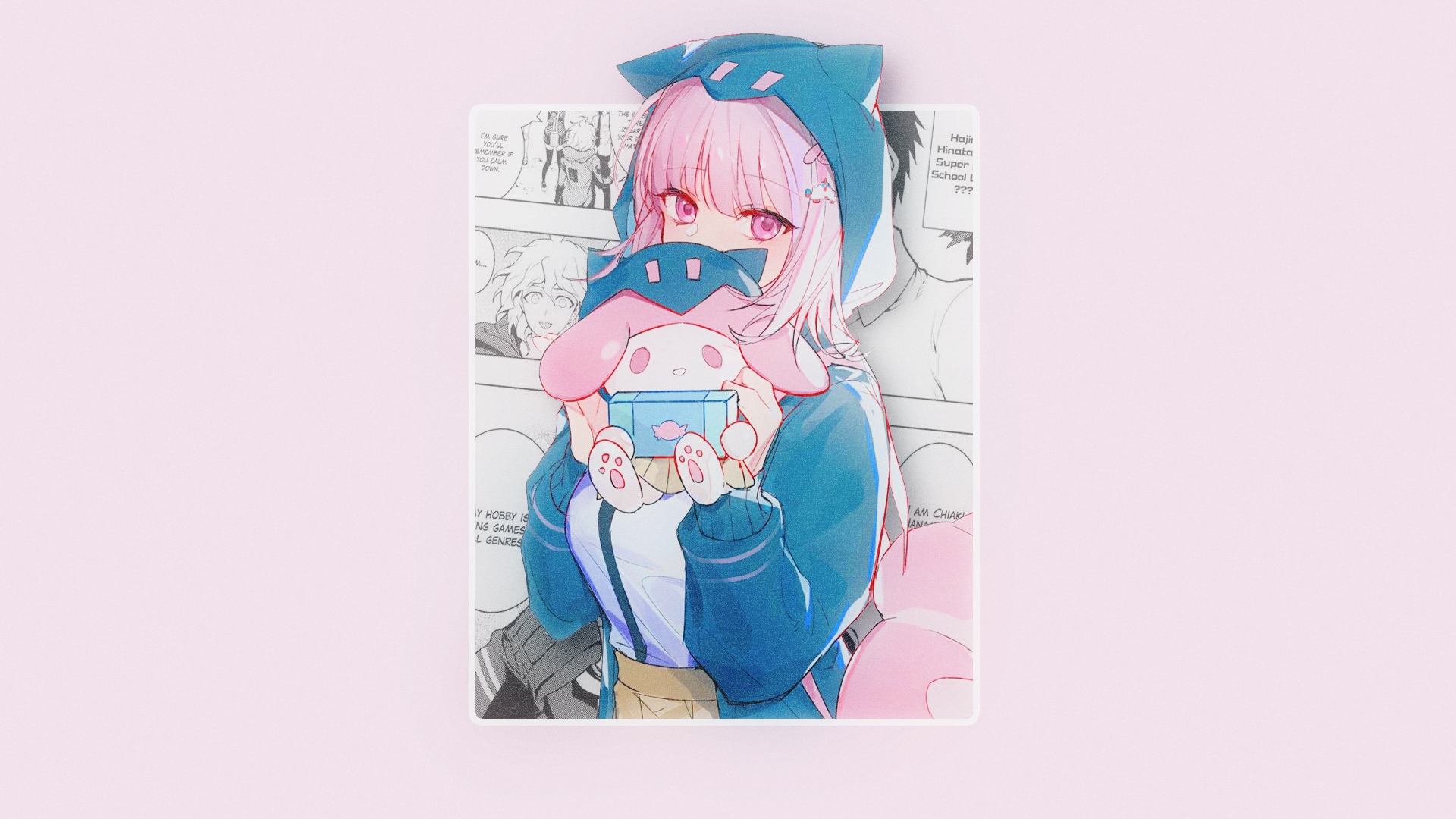 Nanami Chiaki holding a plush toy HD Wallpaper