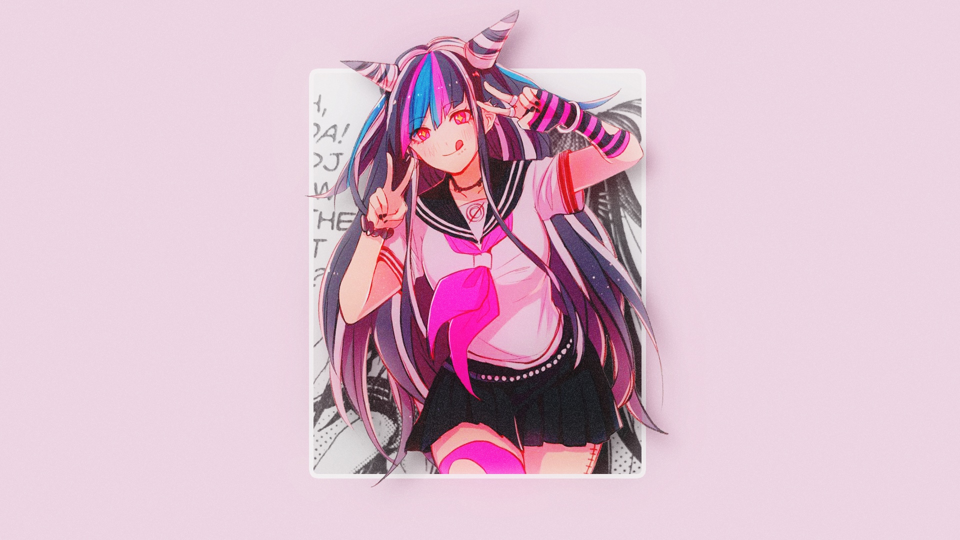 Ibuki Mioda from Danganronpa making peace signs HD Wallpaper