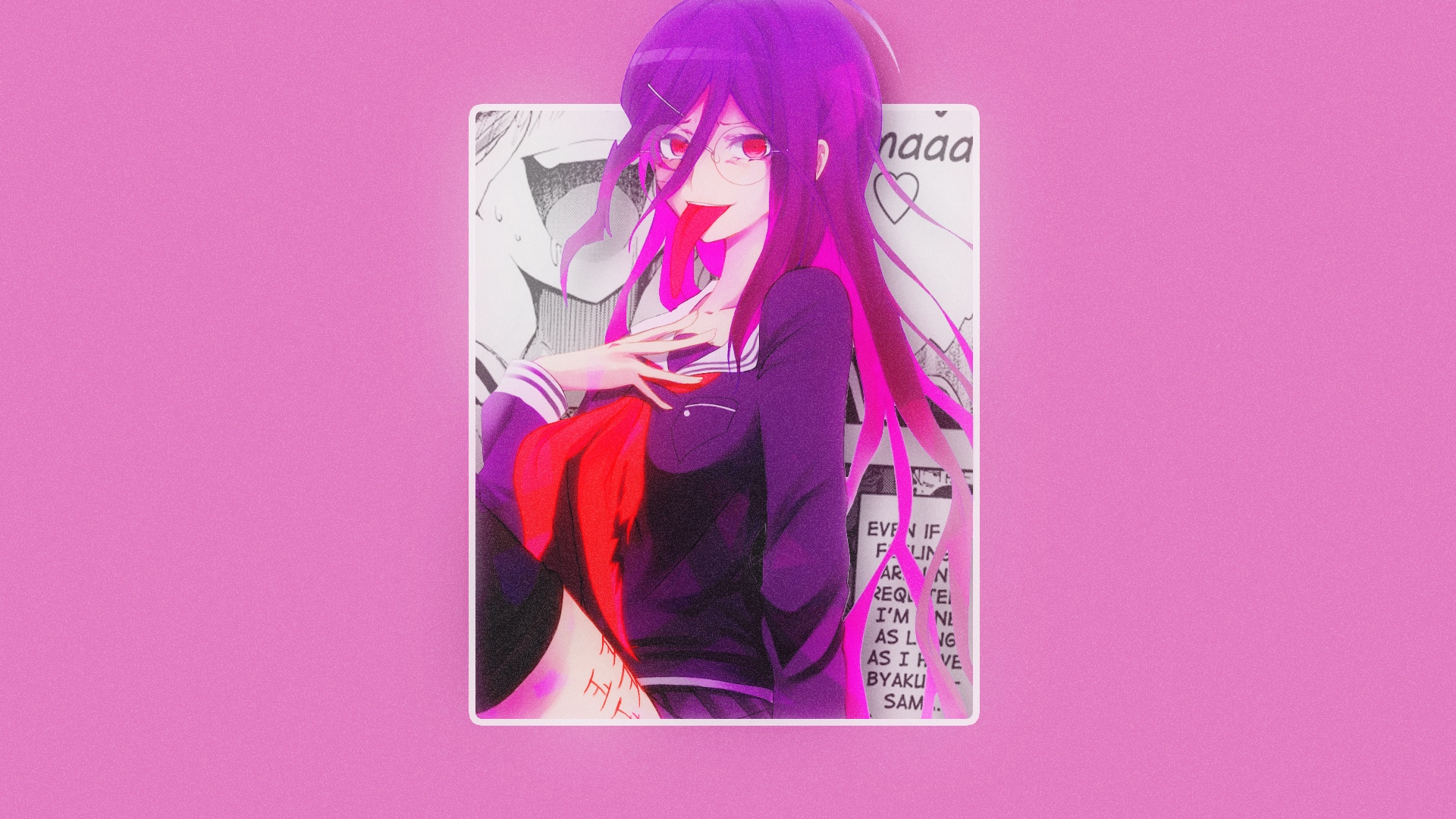 Toko Fukawa with tongue out, Danganronpa manga style HD Wallpaper