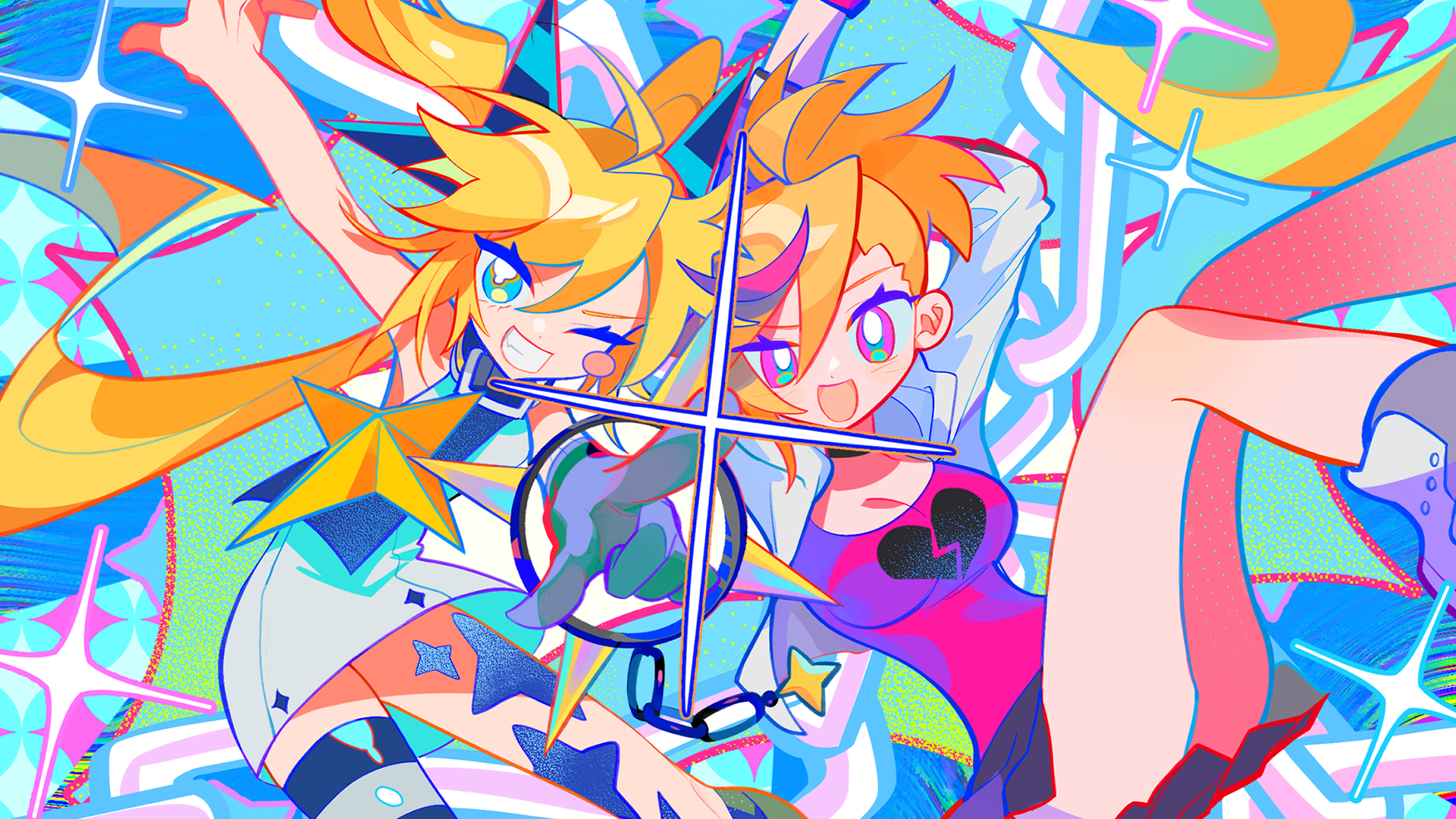 Muse Dash characters with colorful background HD Wallpaper