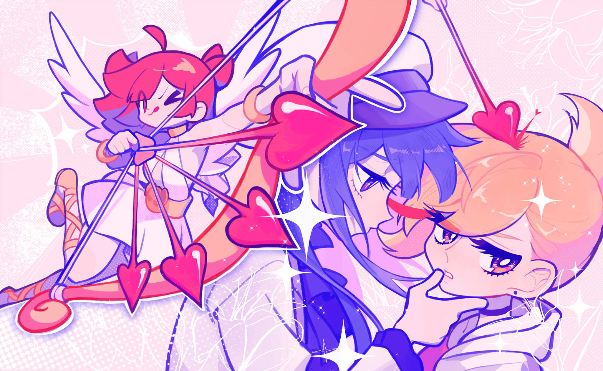 MuseDash characters with bow and arrow and hearts HD Wallpaper