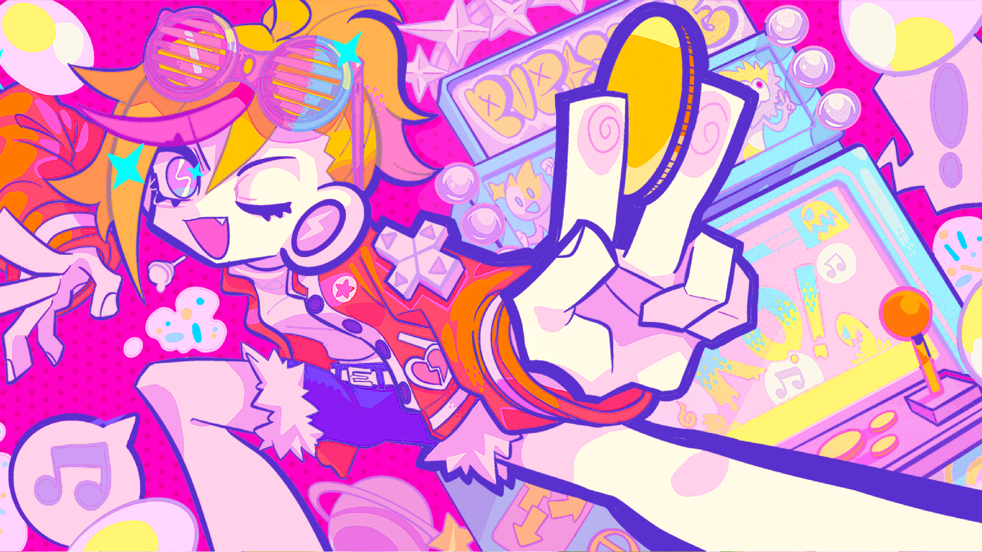 Muse Dash Girl with Lollipop and Arcade Machine HD Wallpaper