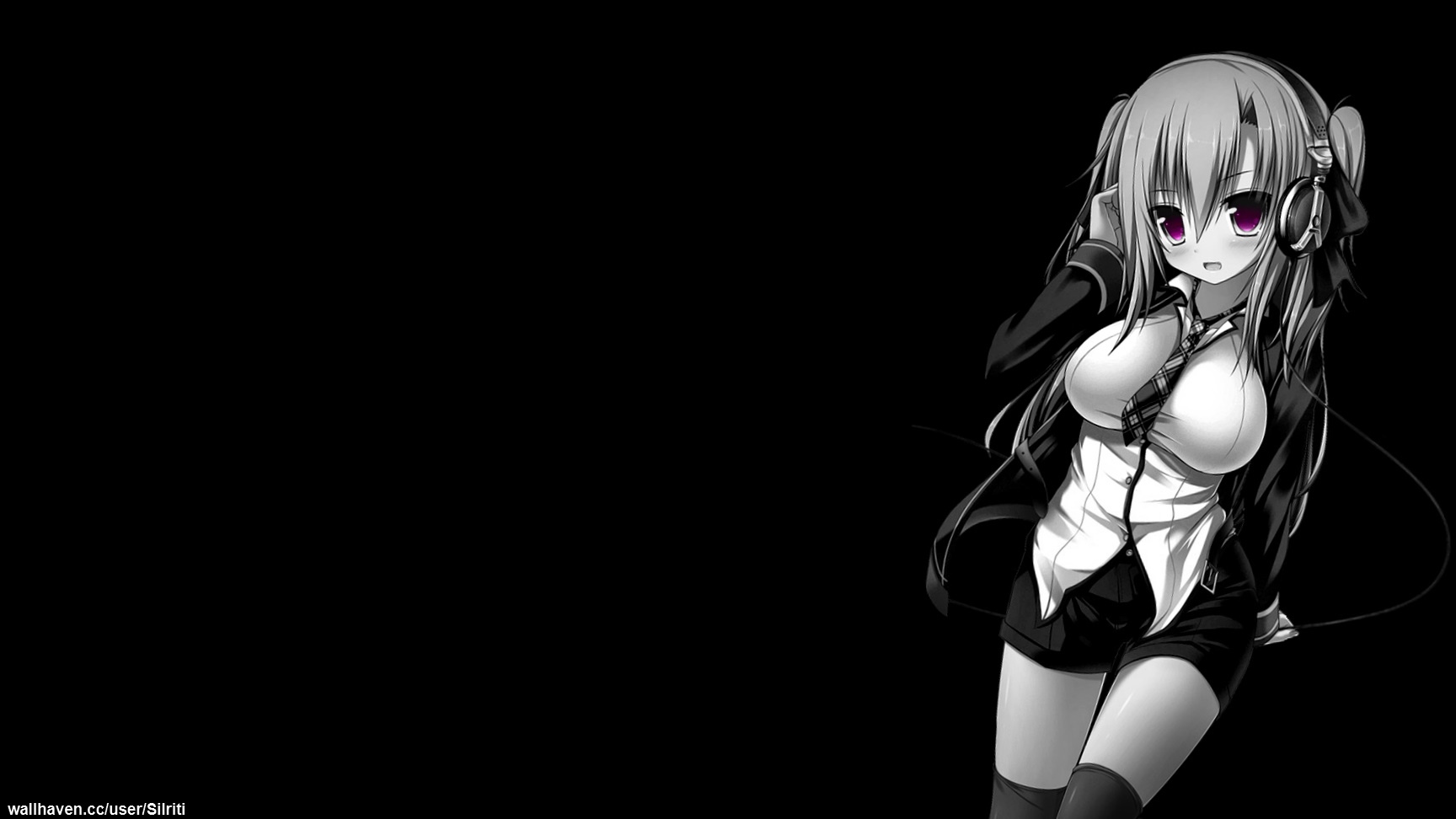 Anime girl with twintails and headphones HD Wallpaper