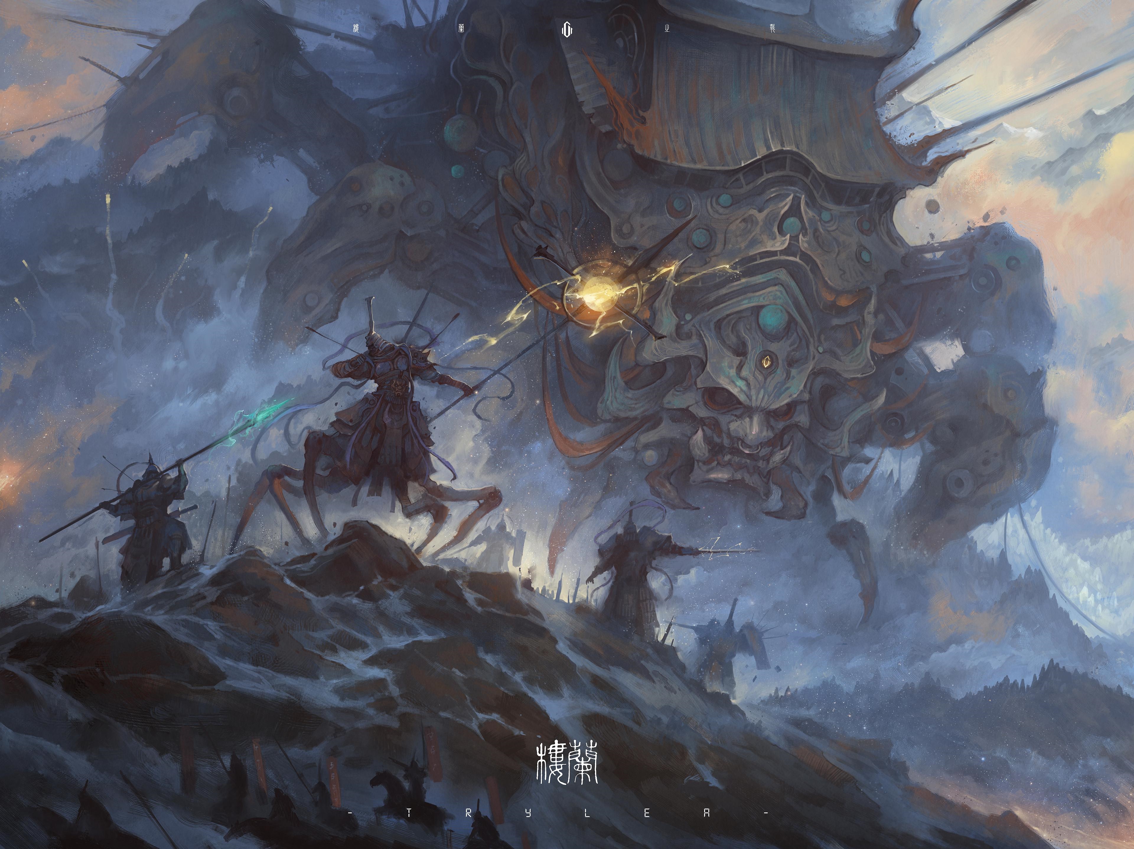 4K Fantasy War with Giant Creature and Soldiers HD Wallpaper