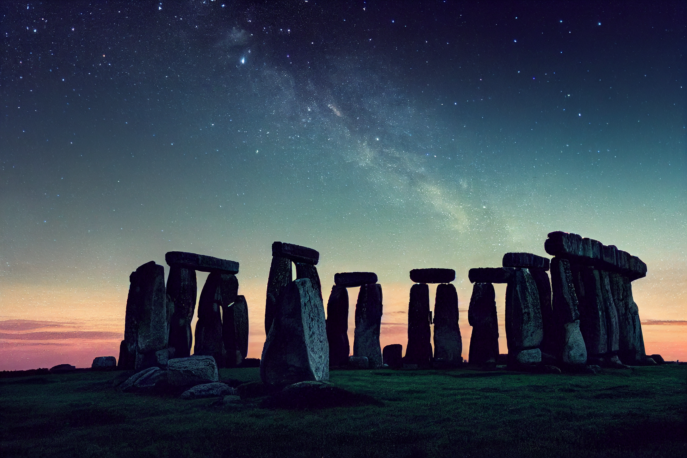 Stonehenge under a starry night sky HD Wallpaper