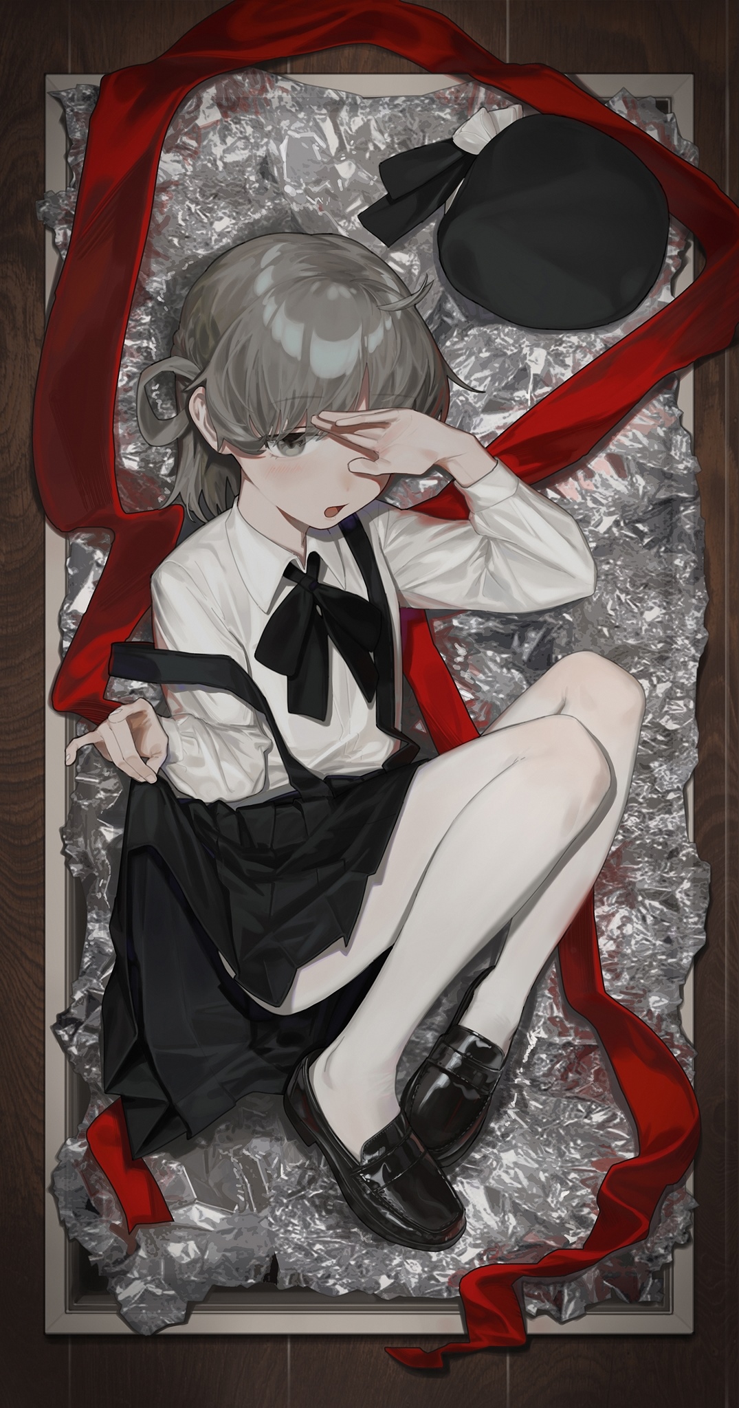 Girl in a box with red ribbon and hat HD Phone Wallpaper