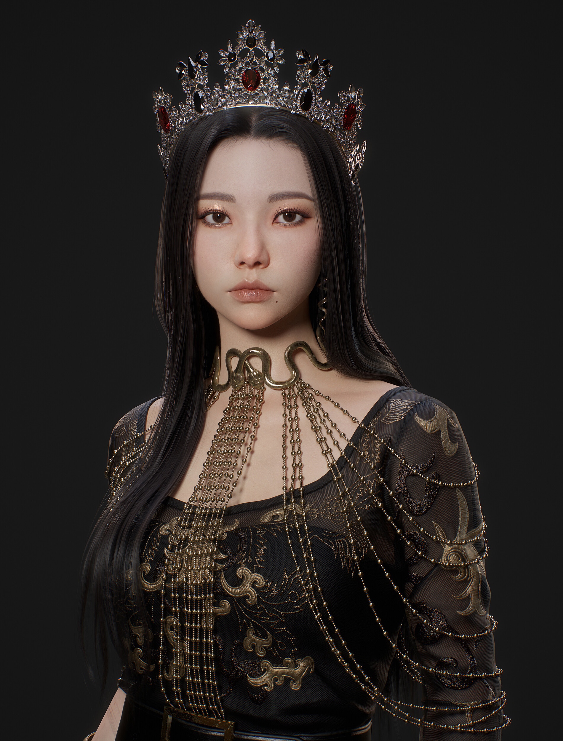 Aespa's Karina wearing a crown and ornate jewelry HD Phone Wallpaper