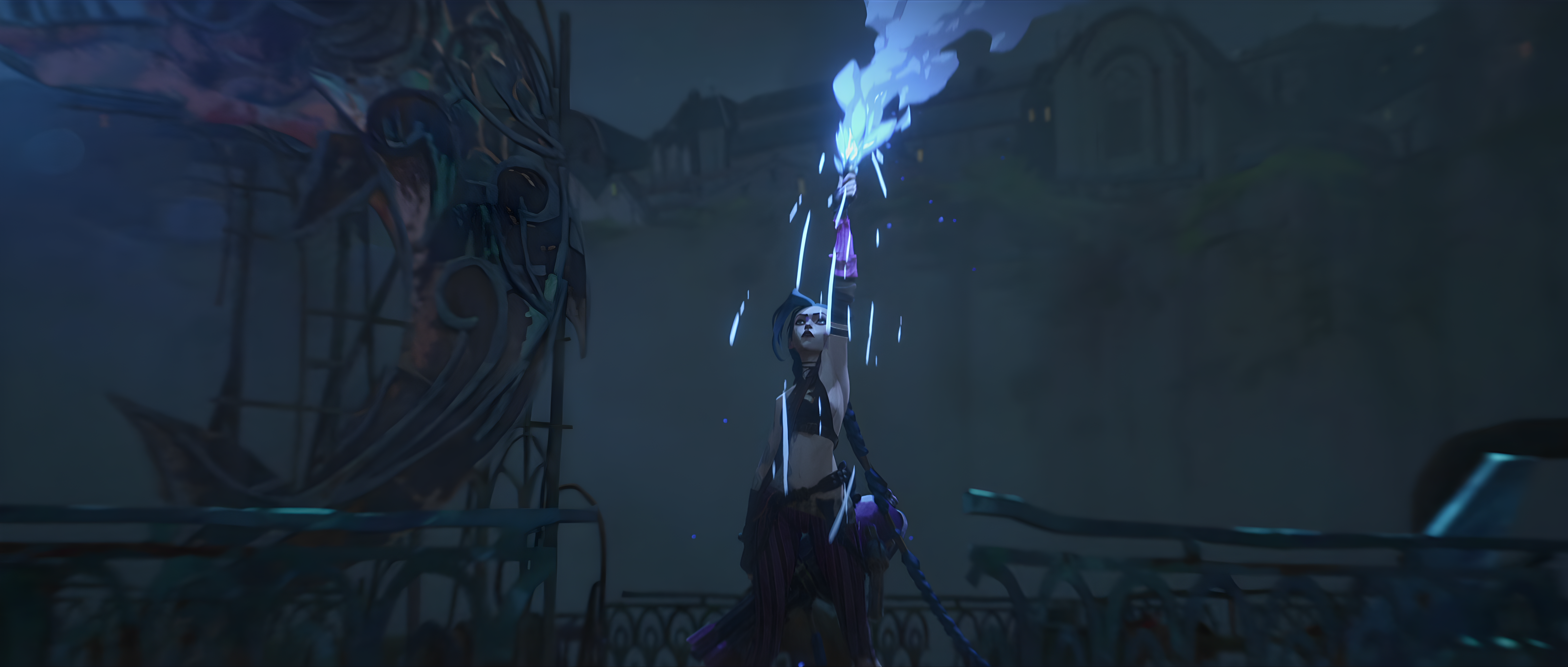 4K Arcane Jinx with Blue Energy HD Wallpaper