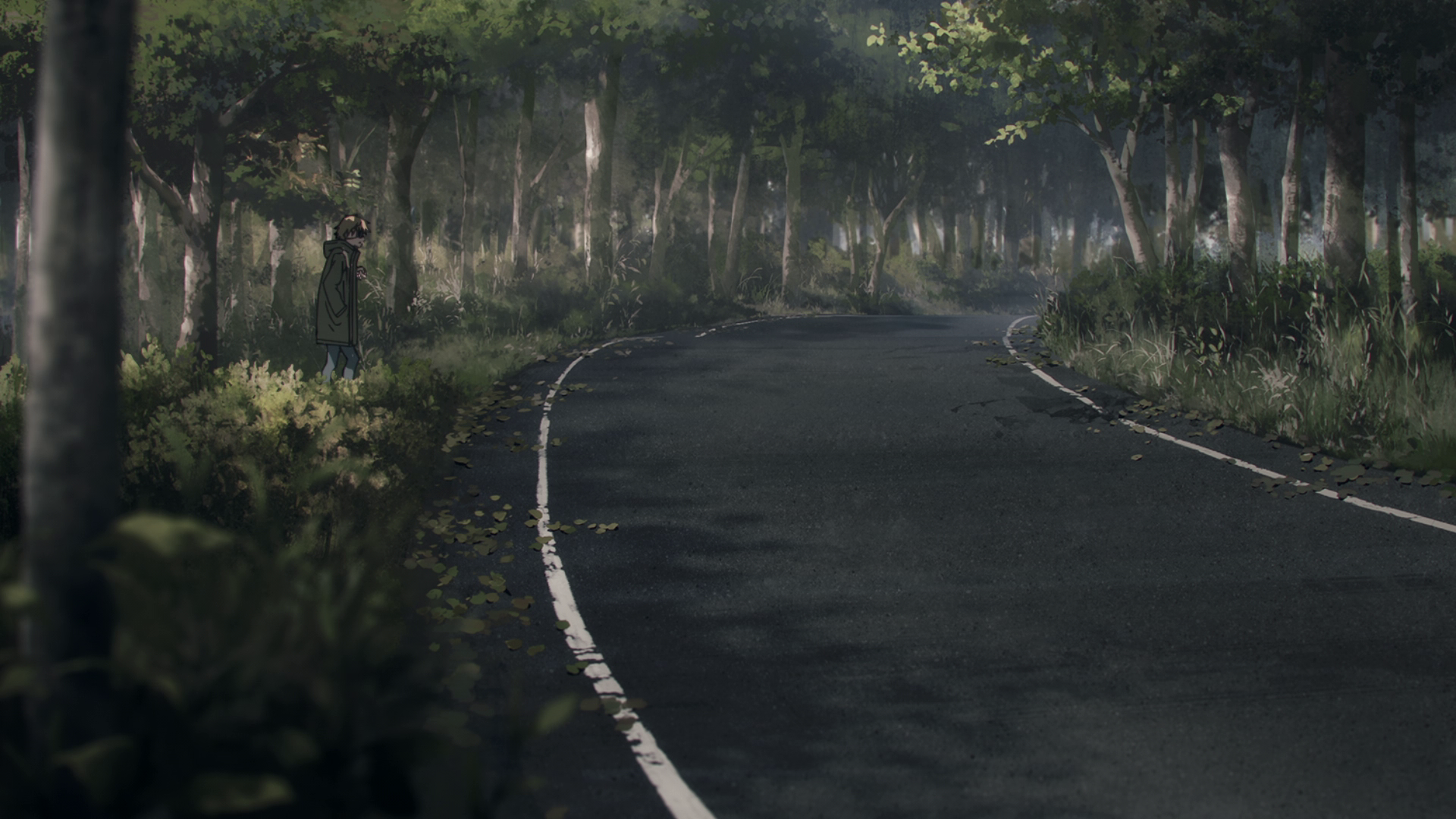 Chainsaw Man: Denji walks on a forest road HD Wallpaper