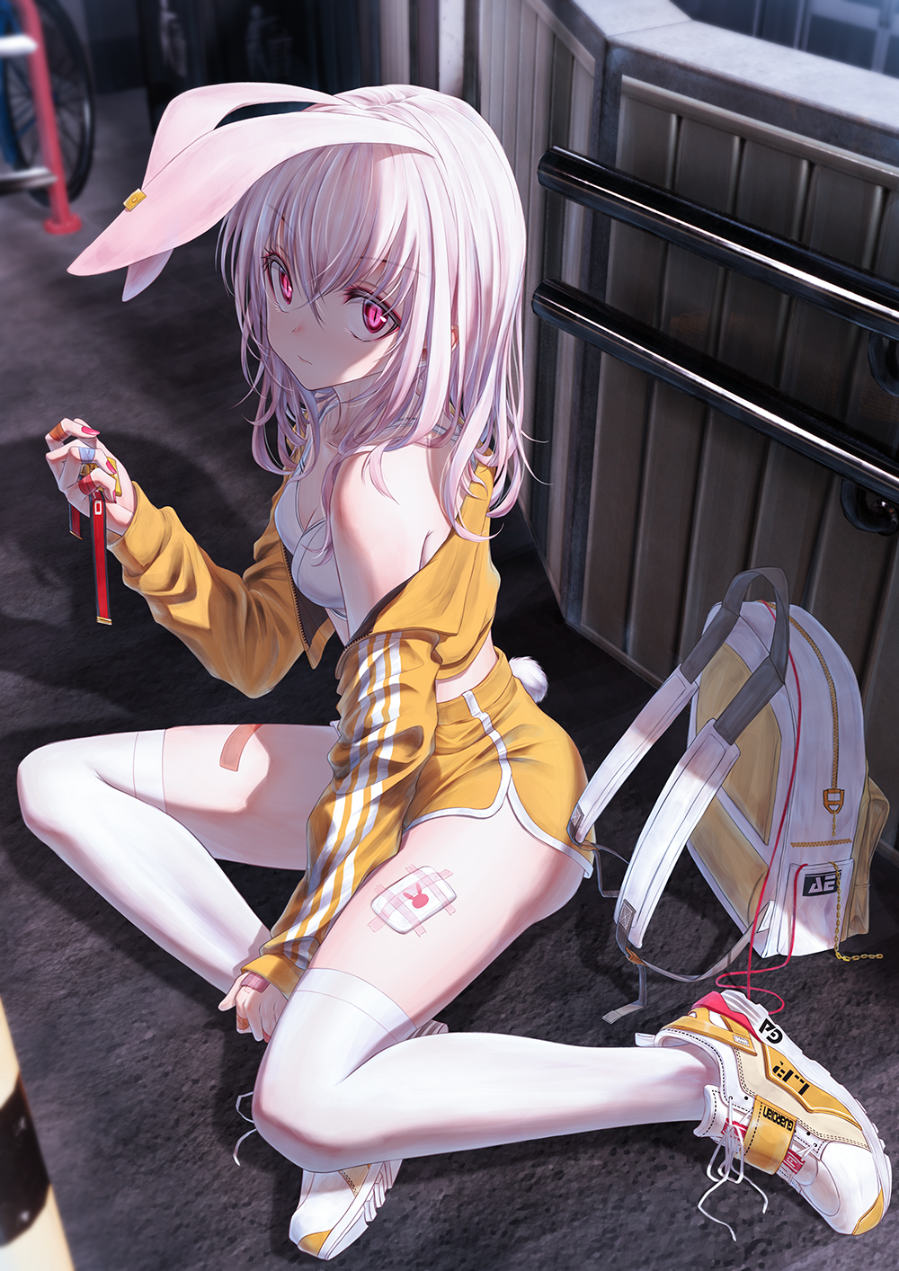 Bae.C bunny girl sitting on the ground HD Phone Wallpaper