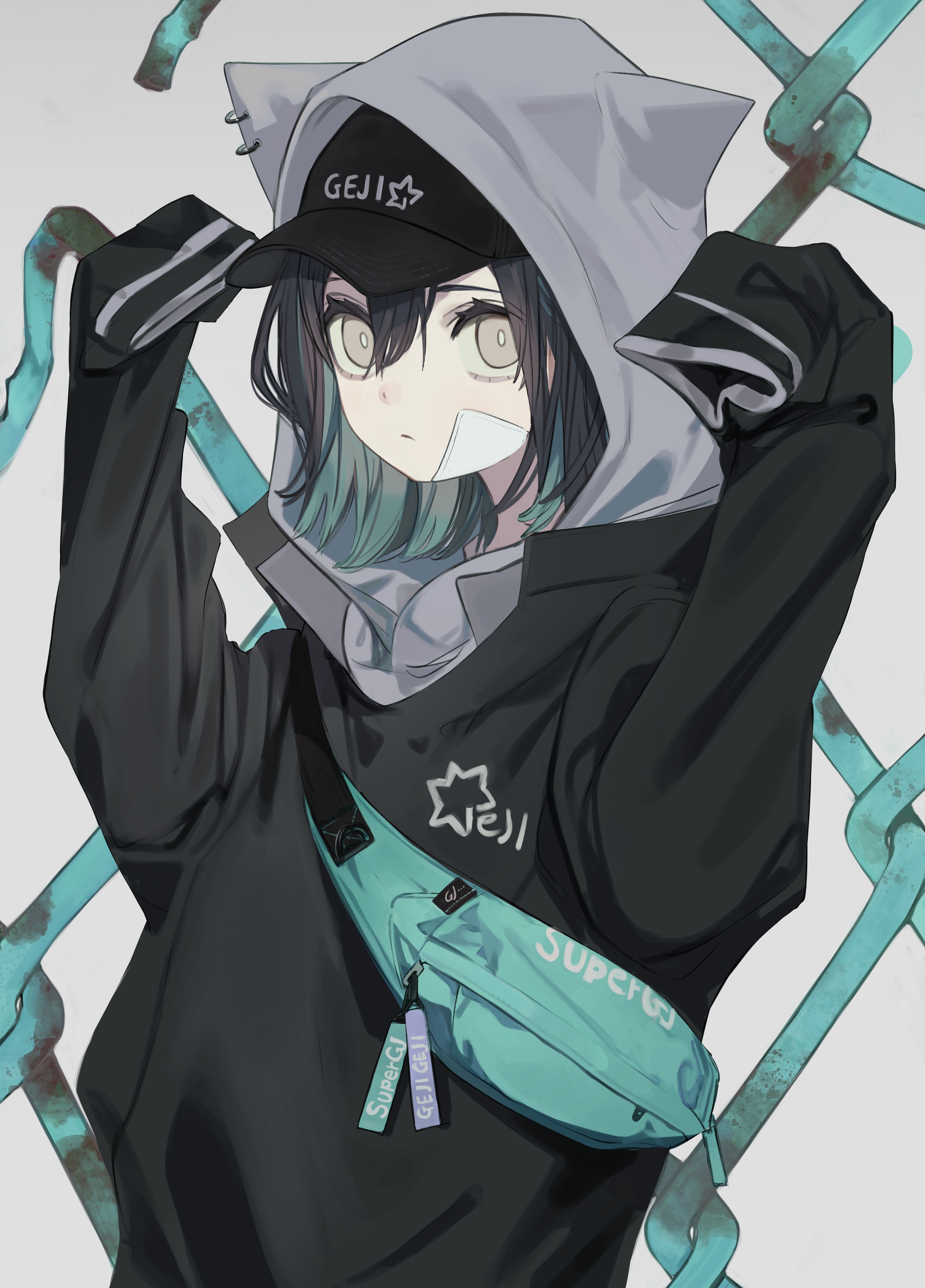 Anime girl with cat ears and a hat HD Phone Wallpaper