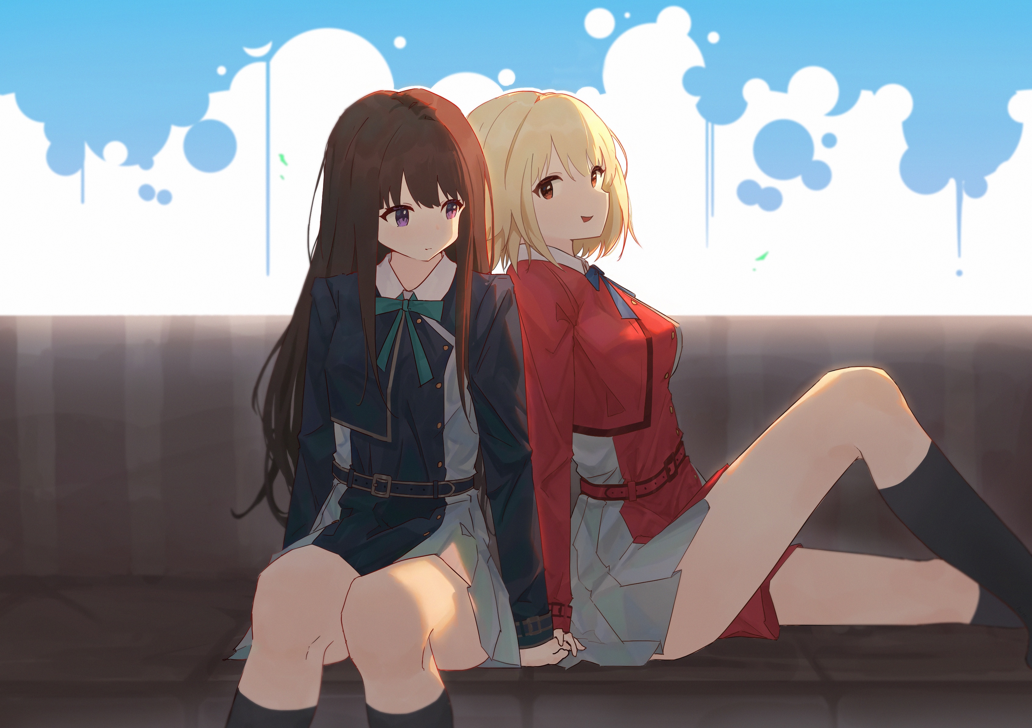 Inoue Takina and Nishikigi Chisato from Lycoris Recoil HD Wallpaper