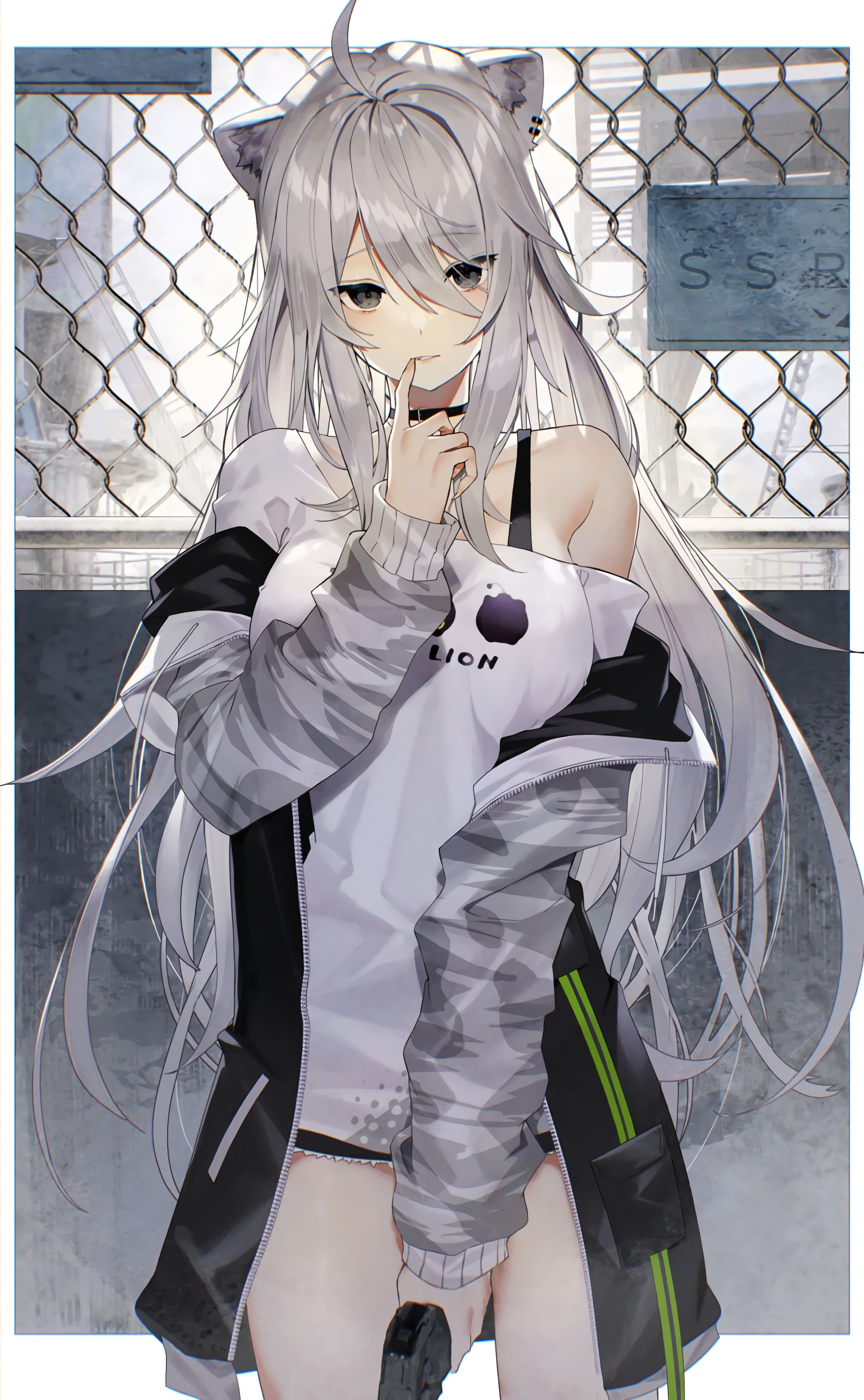 Fox girl with gun and silver hair HD Phone Wallpaper