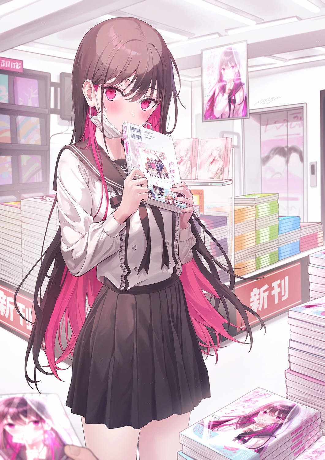 Girl holding a book in a bookstore HD Phone Wallpaper