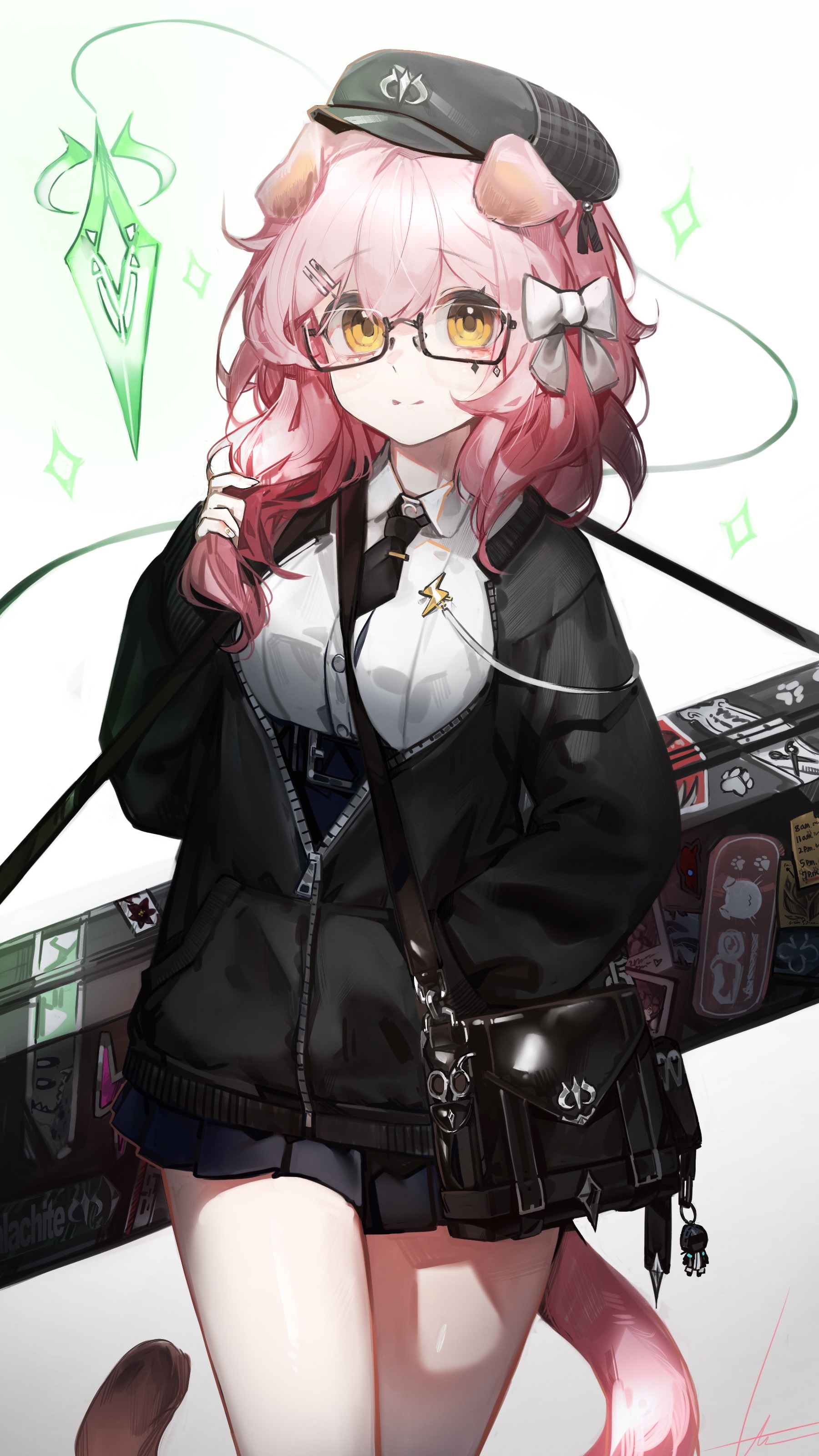 Goldenglow from Arknights with glasses and hat HD Phone Wallpaper