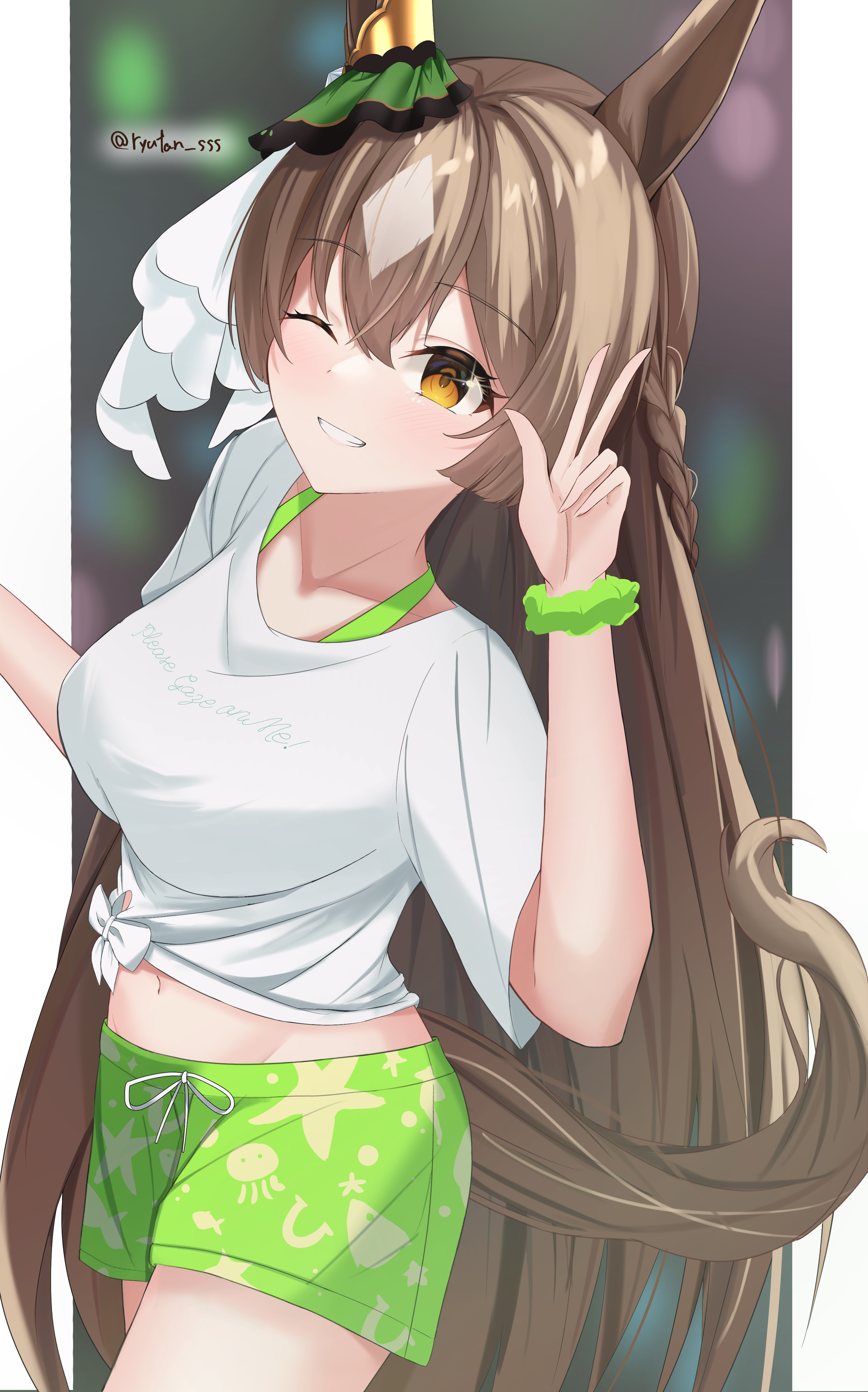 Satono Diamond Winking and Posing in Shorts HD Phone Wallpaper