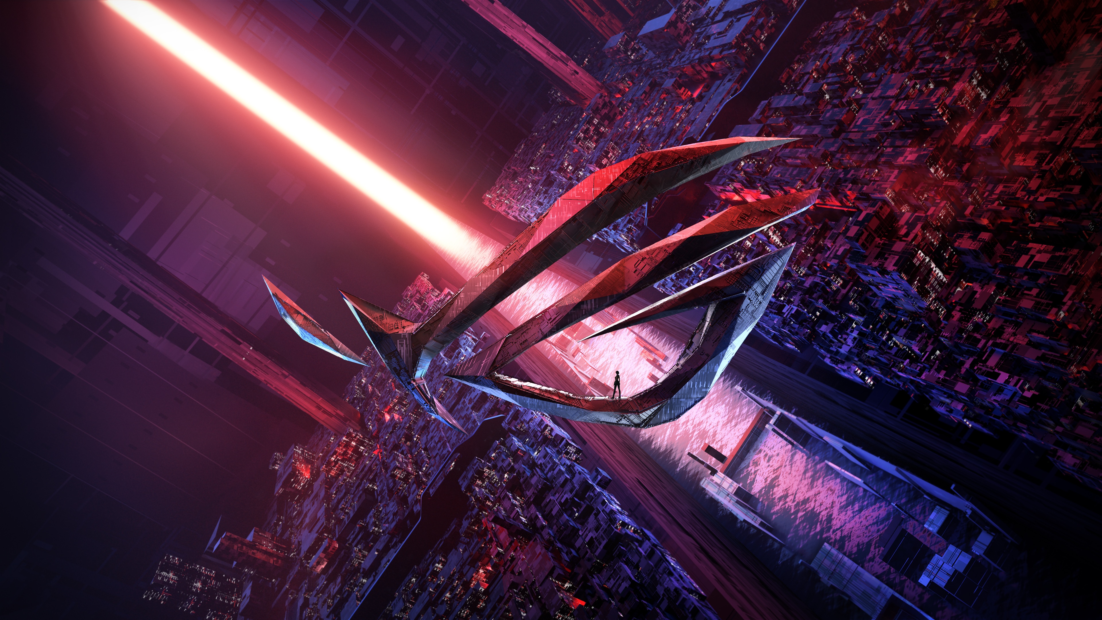 4K CGI ASUS ROG logo in futuristic city HD Wallpaper