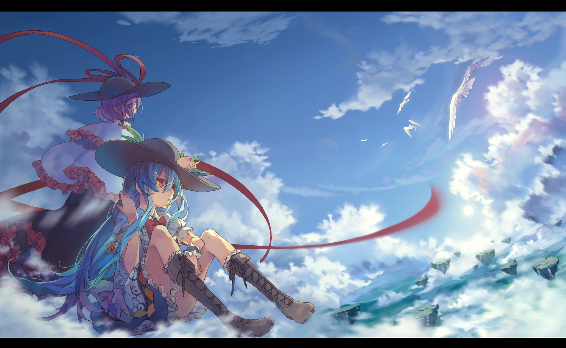 Hinanawi Tenshi and Nagae Iku in the sky HD Wallpaper