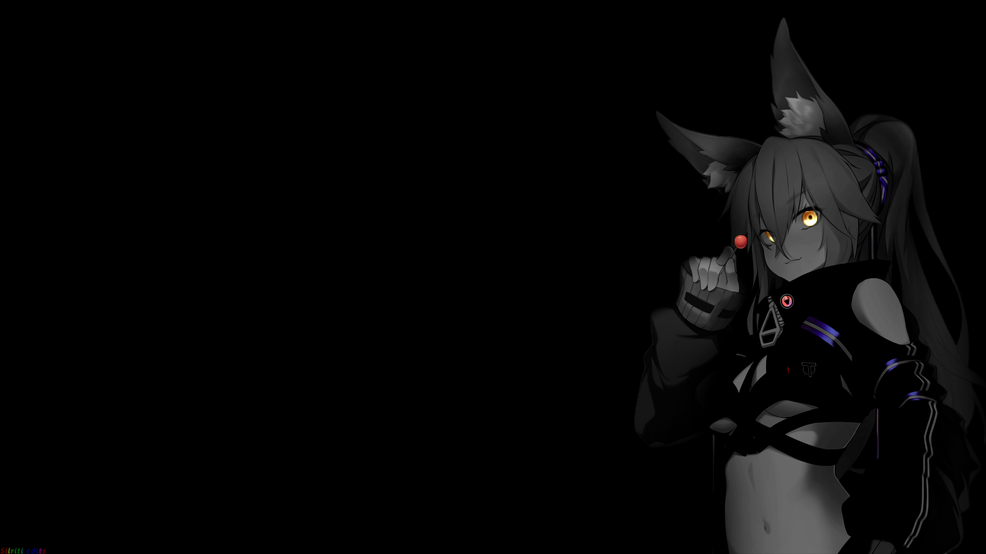 Fox girl with lollipop and selective coloring HD Wallpaper