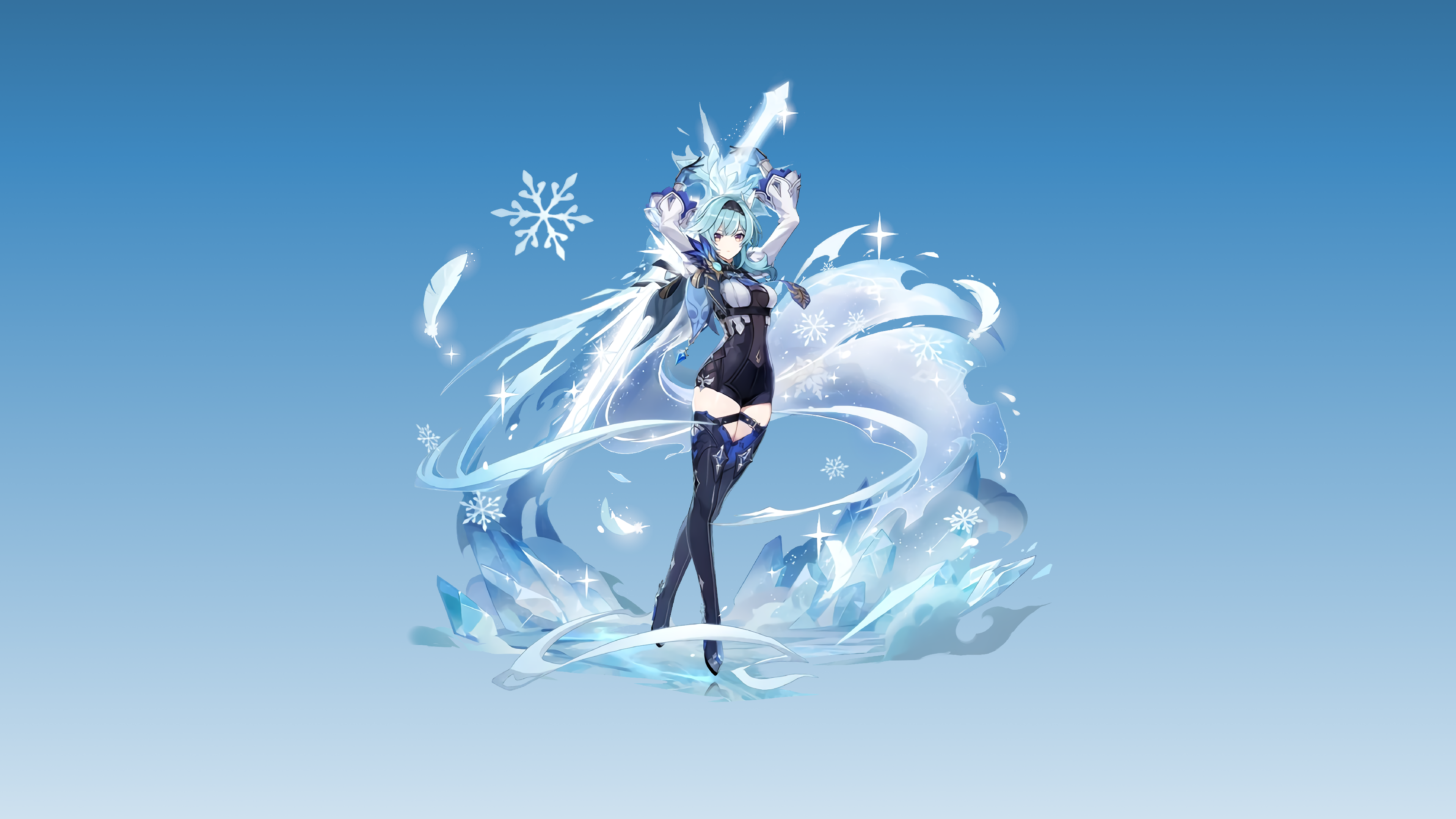 4K Genshin Impact Eula with Ice and Snow HD Wallpaper