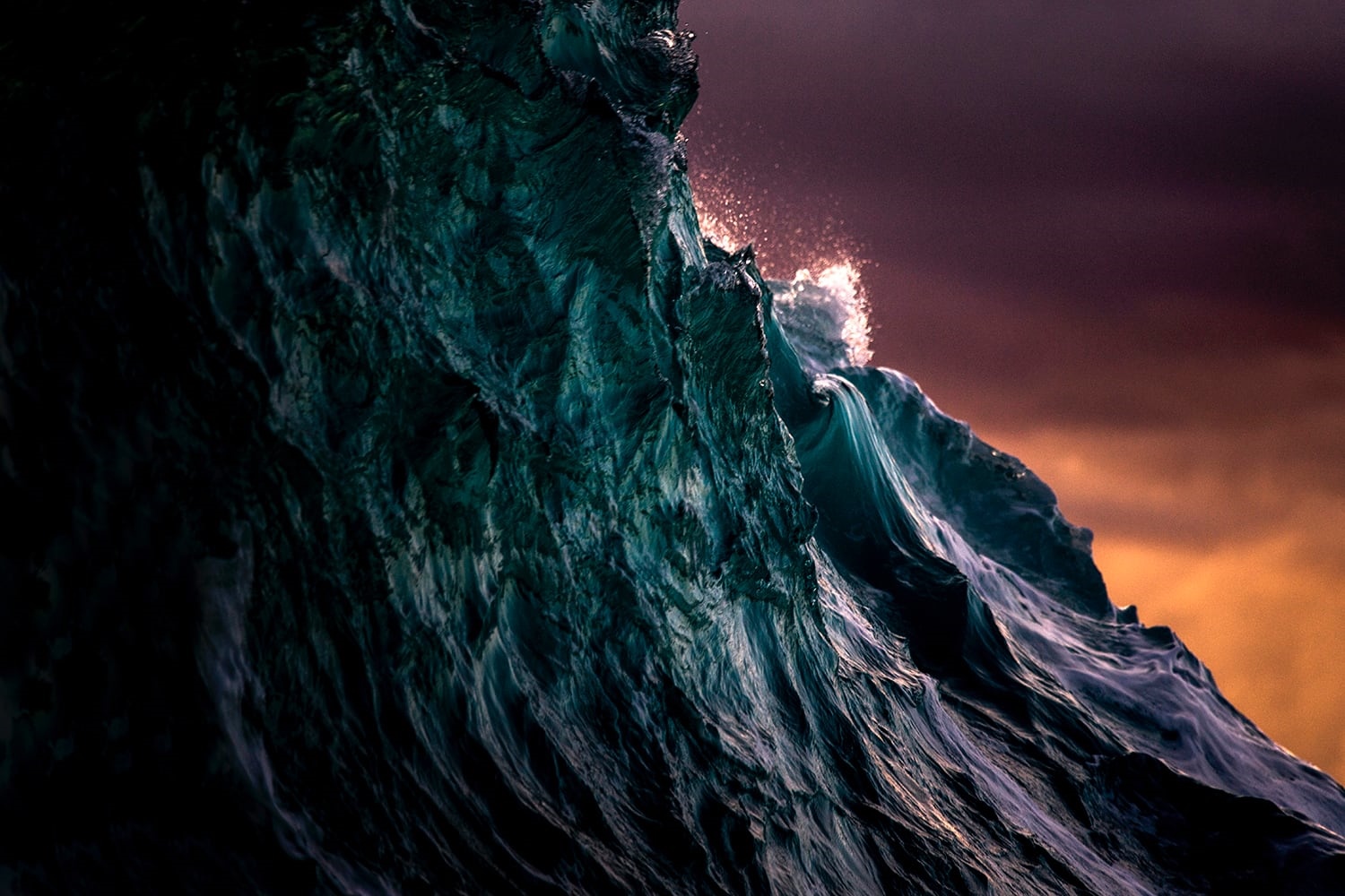 Dark wave crashing at sunset by Ray Collins HD Wallpaper