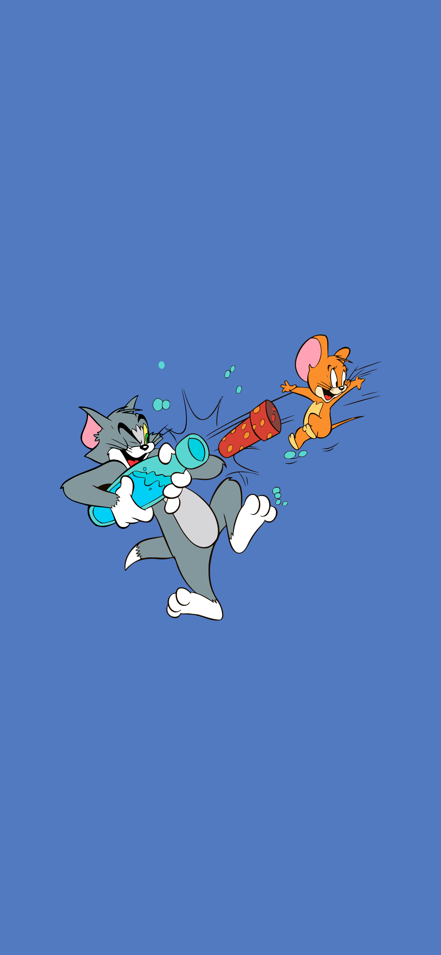 Tom and Jerry with a water gun and firecracker HD Phone Wallpaper