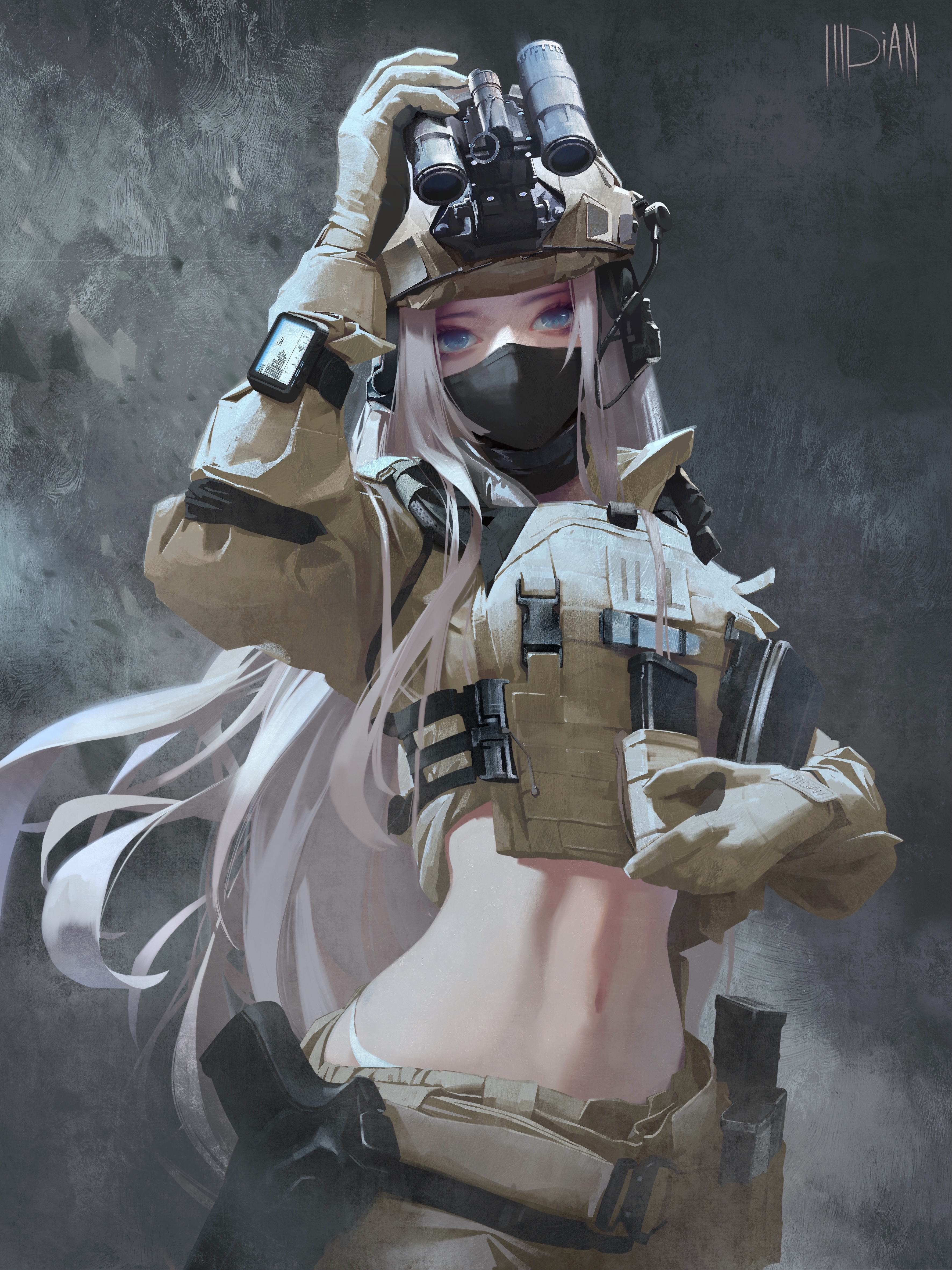 ILLDIAN military woman with night vision goggles HD Phone Wallpaper
