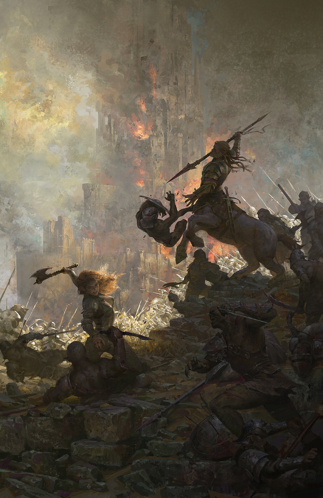 Fantasy battle with Orcs and Centaur HD Phone Wallpaper