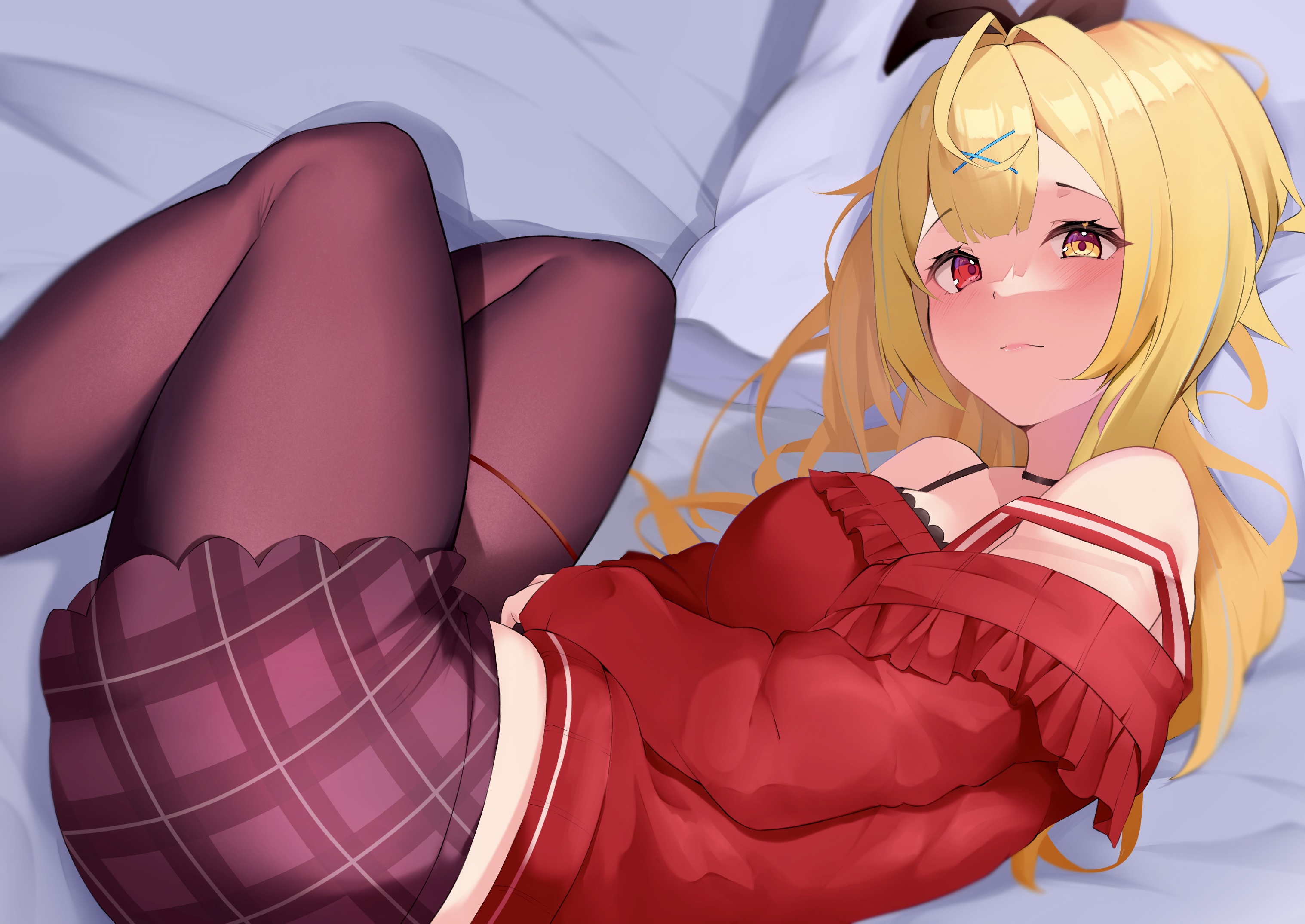 Hoshikawa Sara from Nijisanji lying on a bed HD Wallpaper