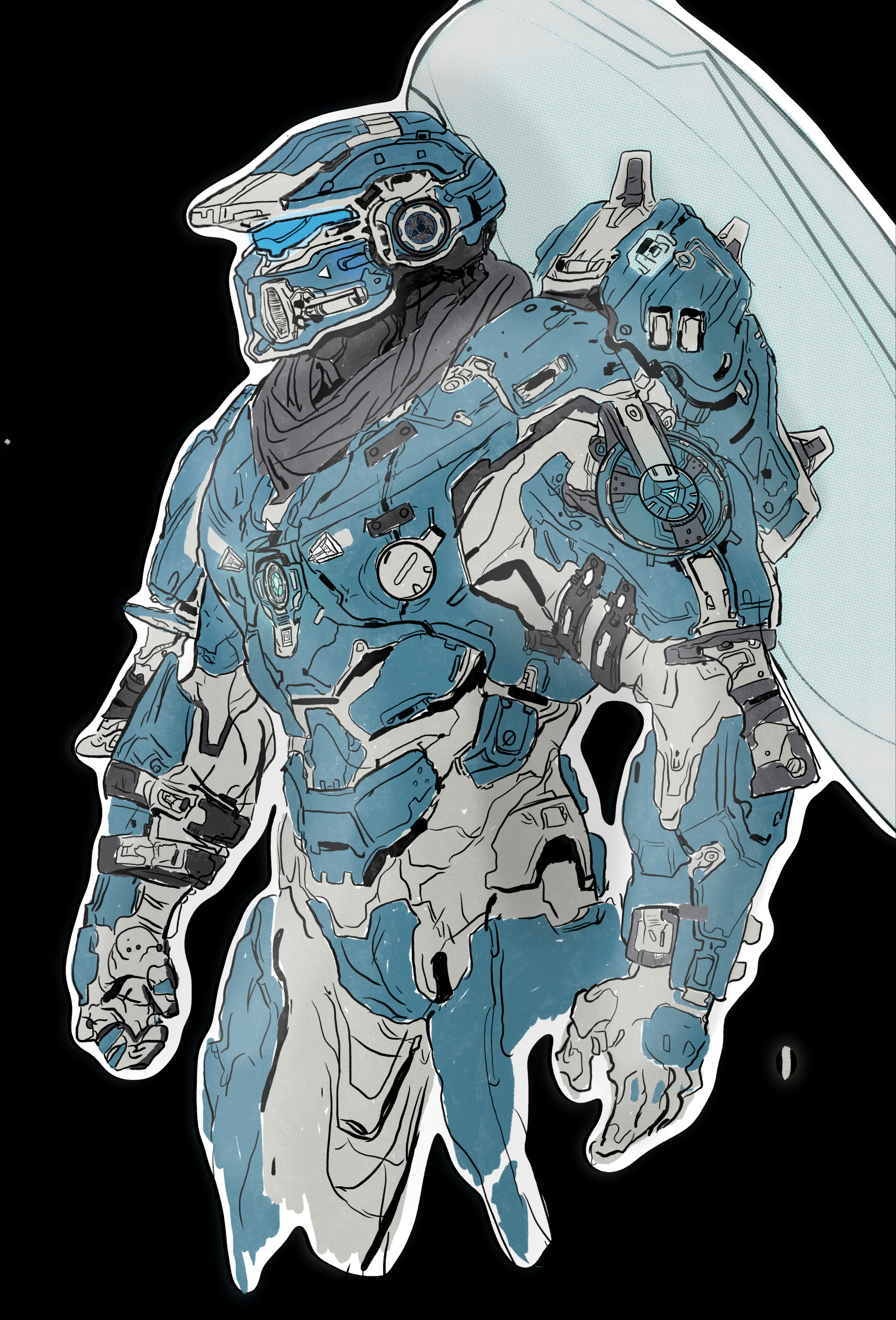 Halo 5: Guardians Blue and Gray Armored Character HD Phone Wallpaper