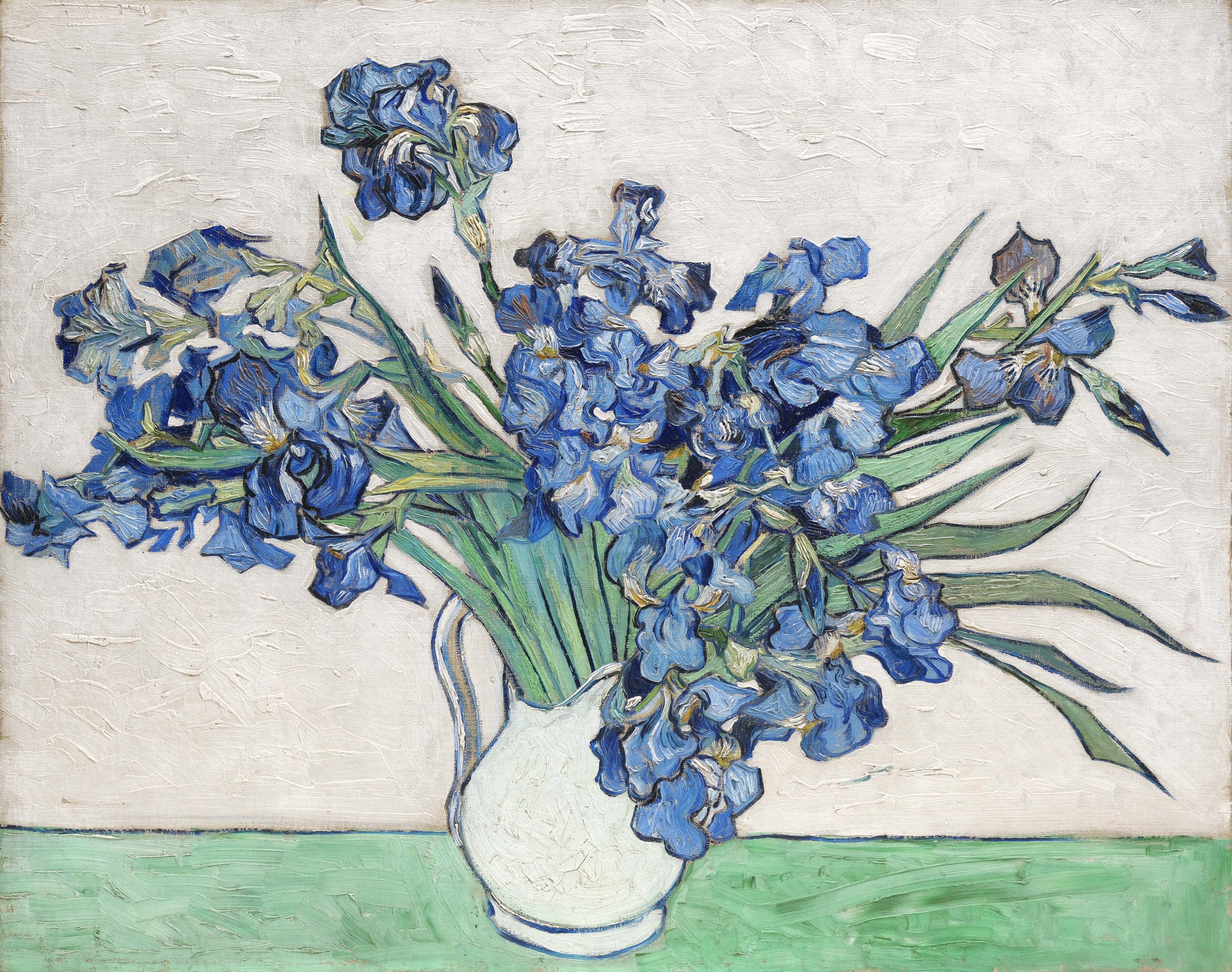 4K Vase with Irises by Vincent van Gogh HD Wallpaper