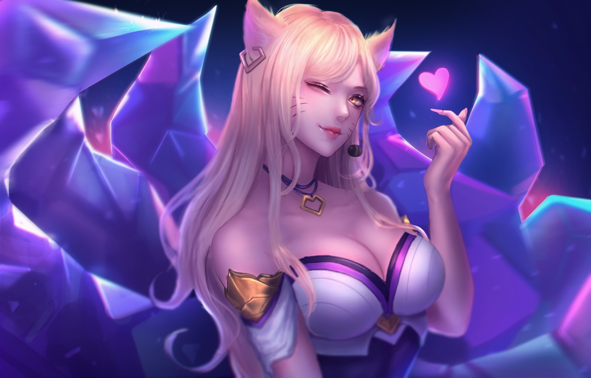 KDA Ahri from League of Legends with fox ears HD Wallpaper