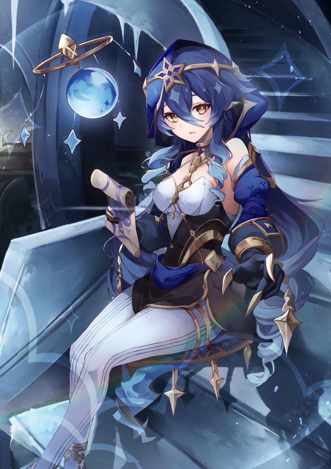 Layla from Genshin Impact holding a scroll HD Phone Wallpaper