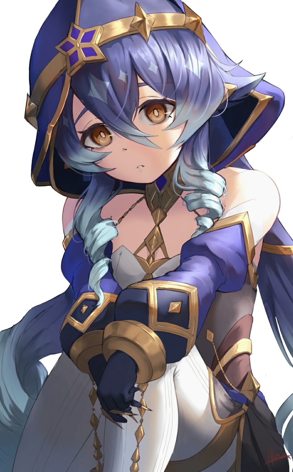 Layla from Genshin Impact with blue hair and yellow eyes HD Phone Wallpaper