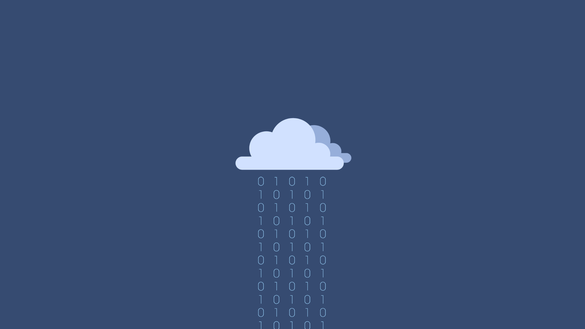 Cloud raining binary code on blue background HD Wallpaper