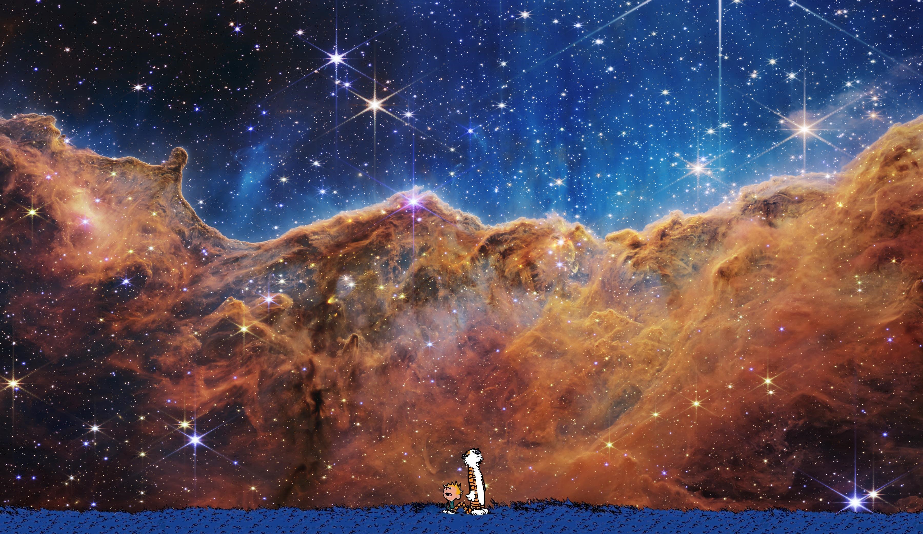 Calvin and Hobbes in a Nebula HD Wallpaper