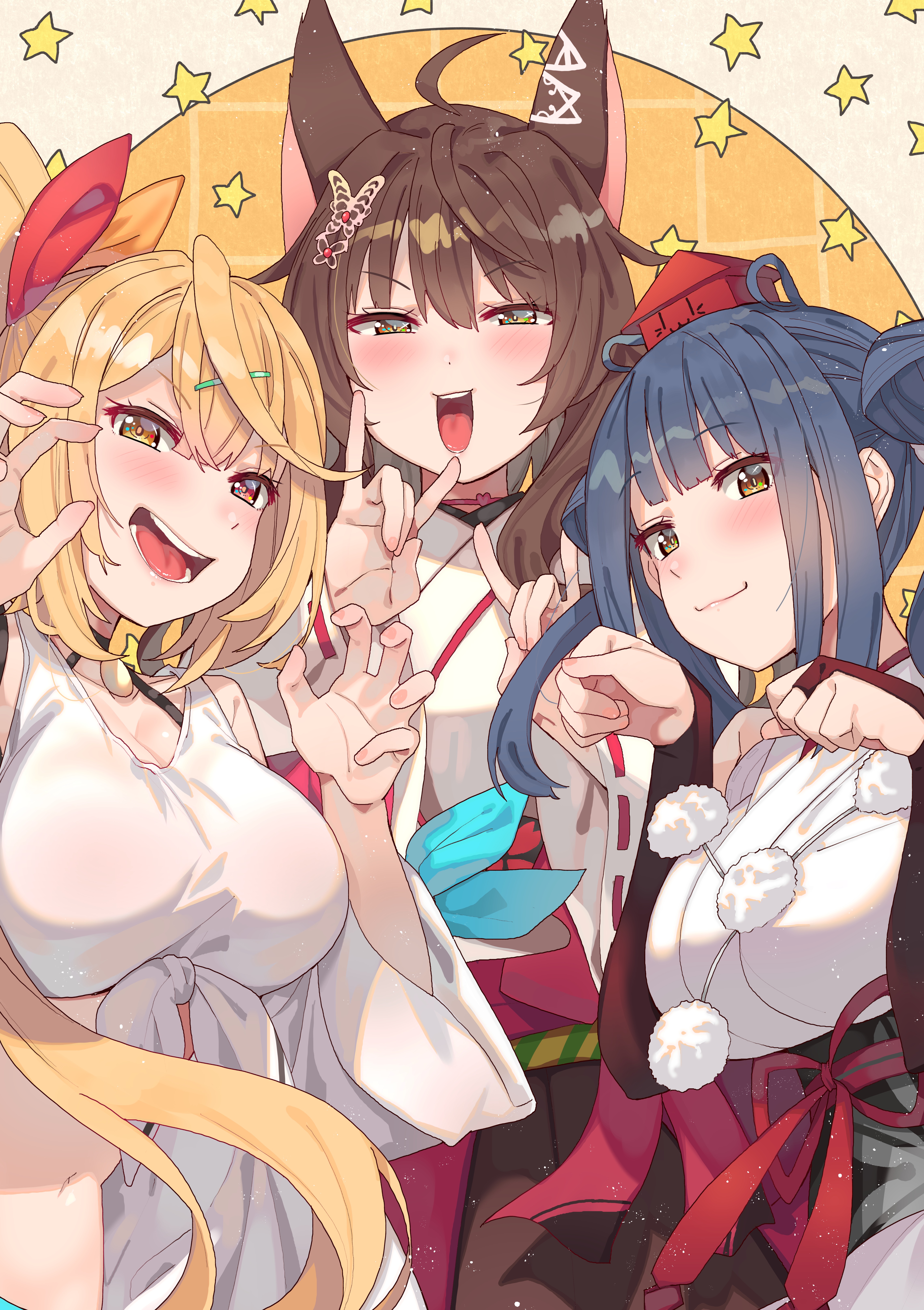 Hoshikawa Sara, Keru, and Nijisanji characters with fox ears HD Phone Wallpaper