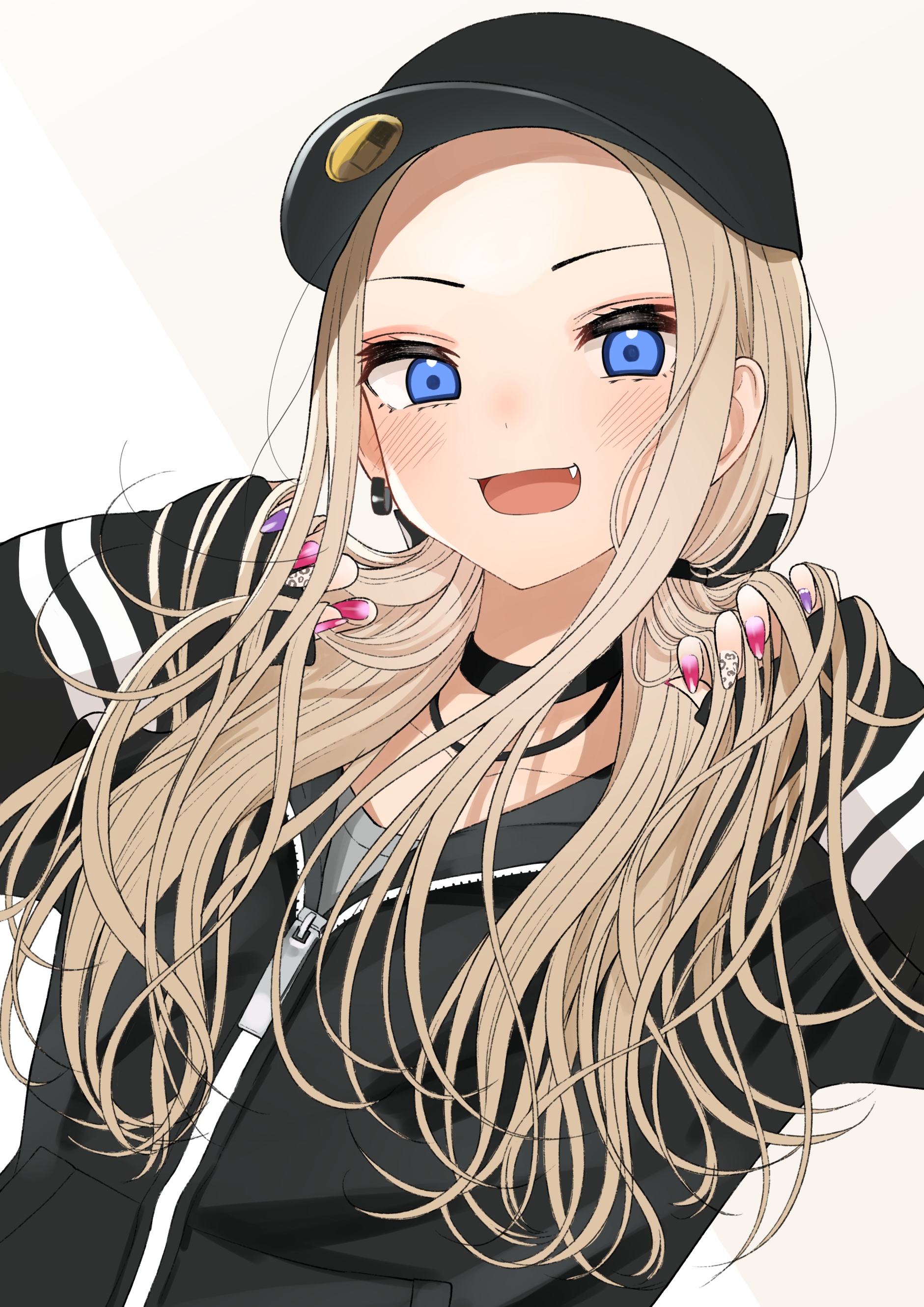 Anime girl with blonde hair and blue eyes wearing a hat HD Phone Wallpaper